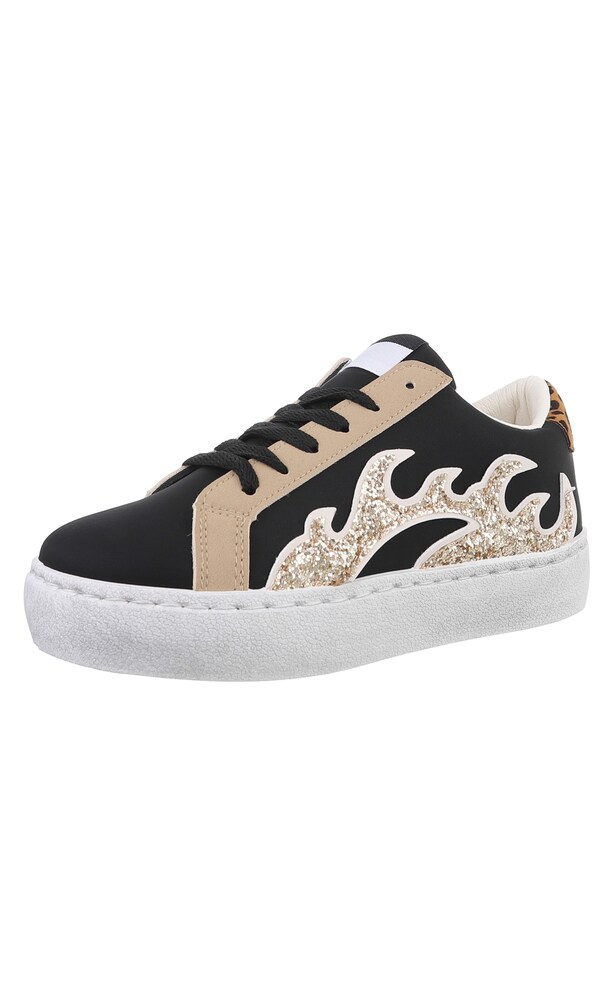 Ital-Design Sneaker Damen Größe 40 gold / schwarz