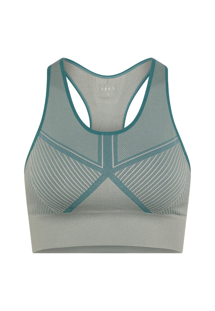 Born Living Yoga Sport-BH 'Buddha' Damen Größe L khaki / smaragd / weiß