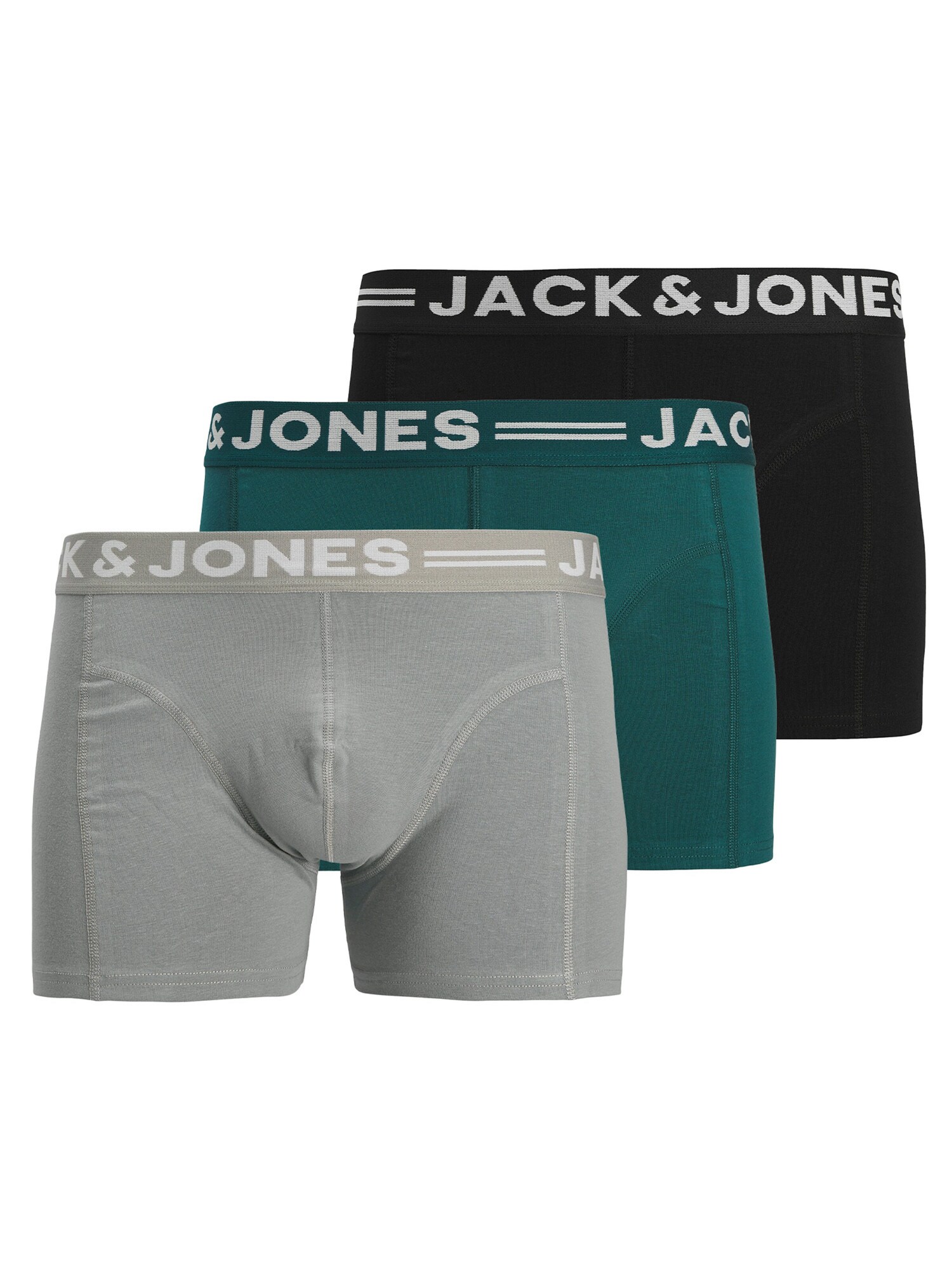 JACK & JONES Bokserice 'Sense'  siva / tamno zelena / crna