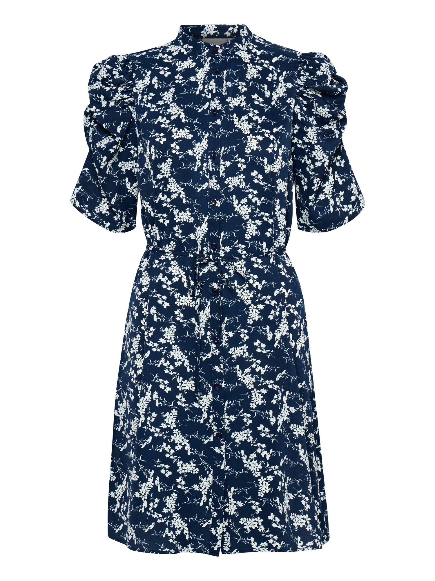 ICHI Vestido camisero 'Nina'  marino / blanco