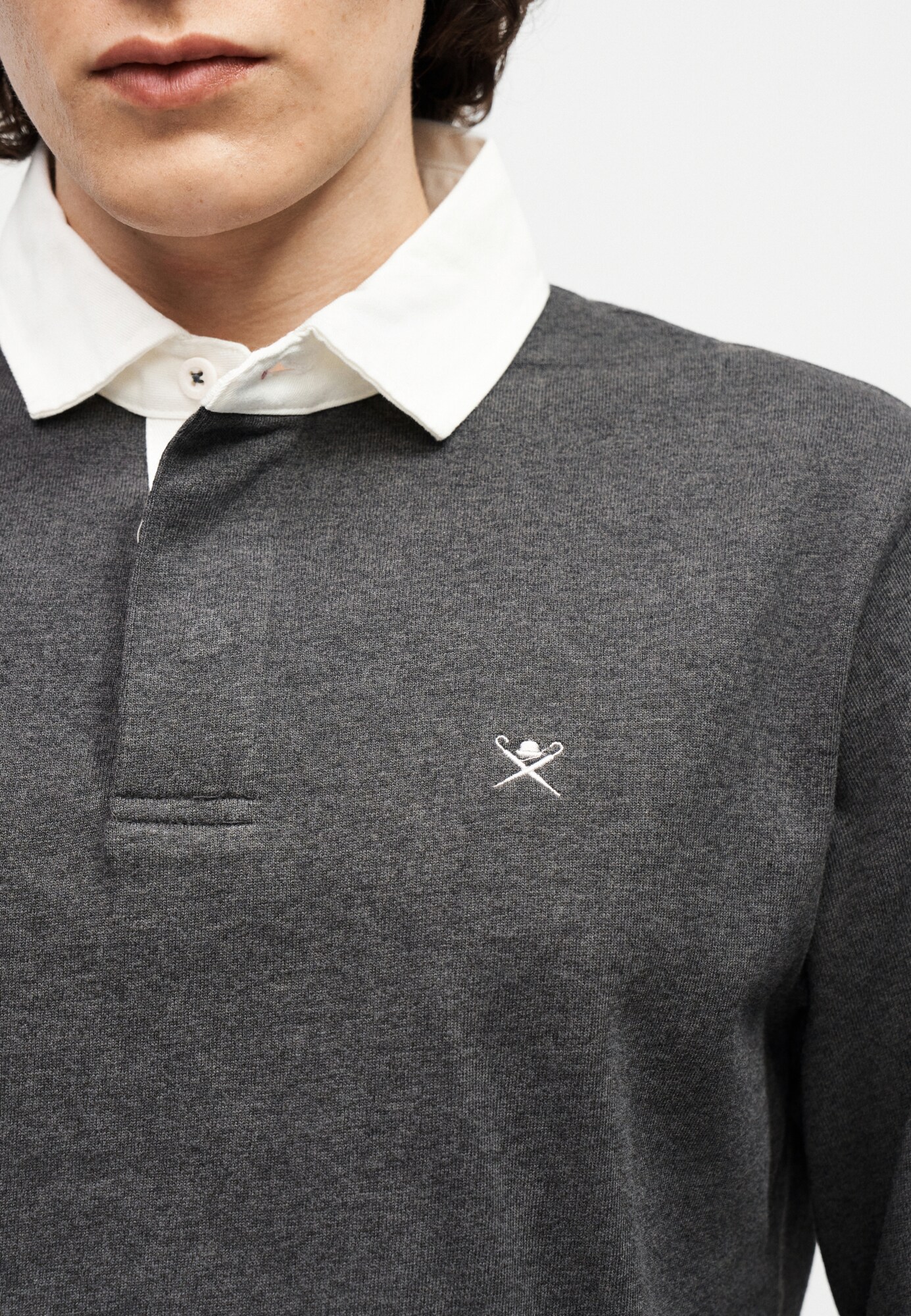 Hackett London Camiseta 'CLASSIC' gris moteado / blanco – imagen 2