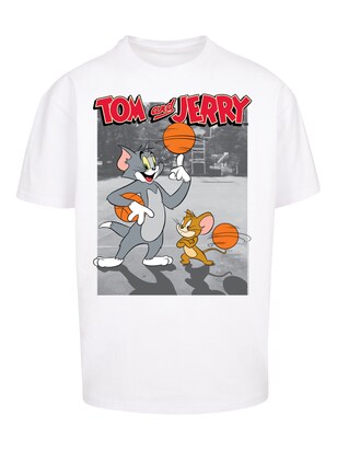 F4NT4STIC Shirt ‘Tom And Jerry Basketball Buddies’ Grijs / Oranje / Rood / Wit