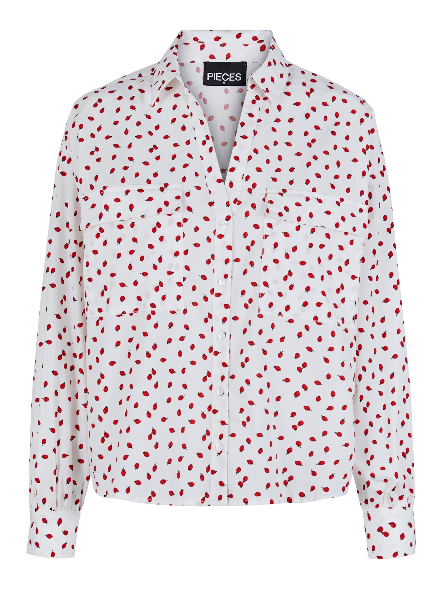 PIECES Блуза 'Farry'  червено / бяло