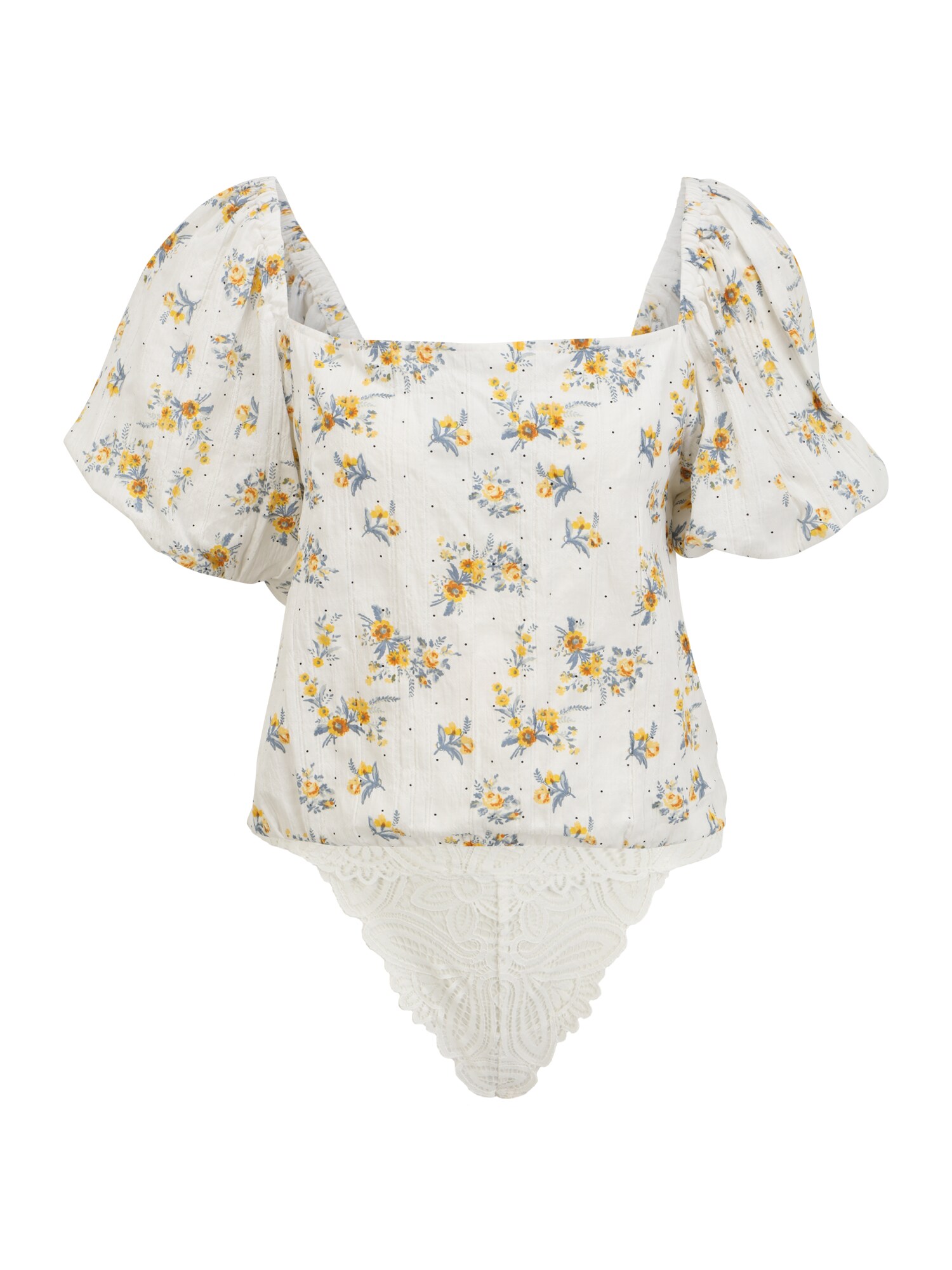 Free People Tricou body ANGELA  albastru porumbel / galben / alb