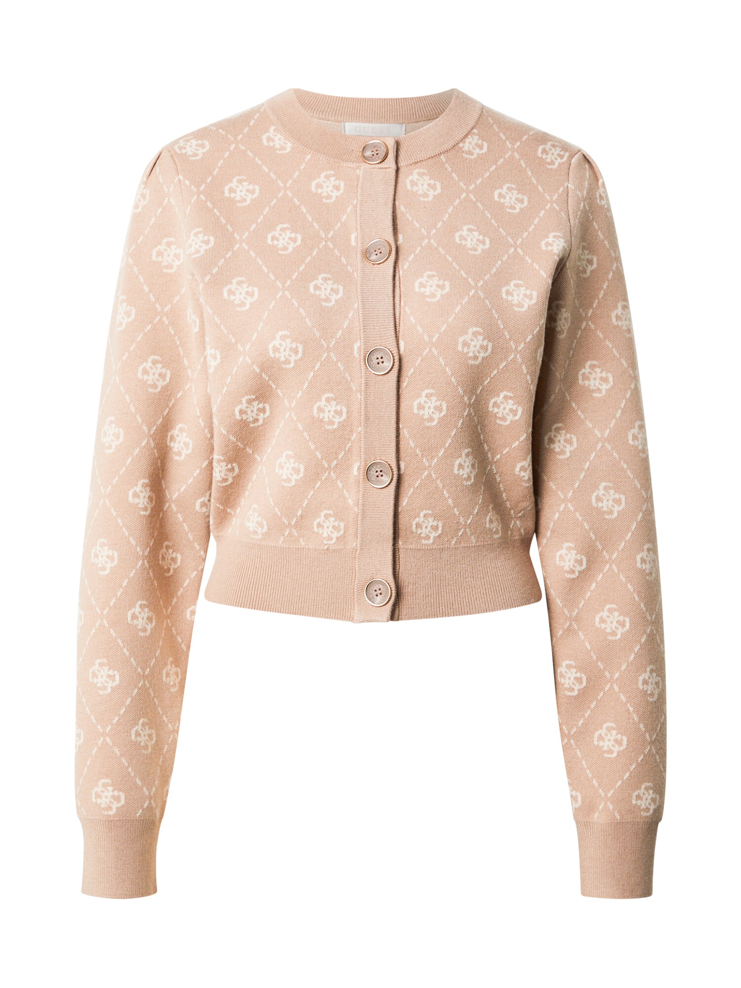 GUESS Geacă tricotată SARAH  maro cappuccino / alb