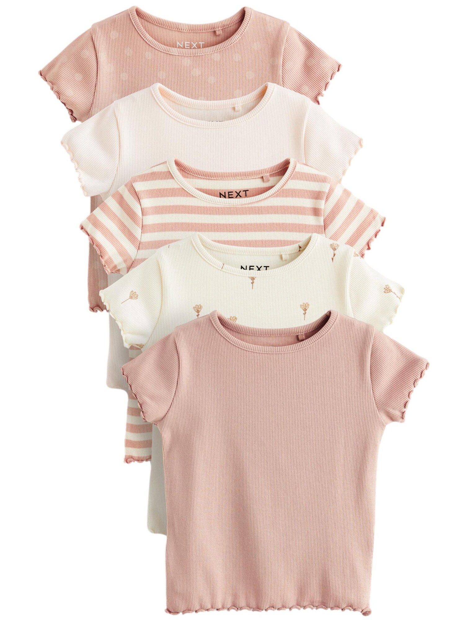 Next Tricou  roz / roz pal / alb