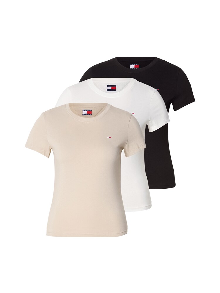 Tommy Jeans T-Shirt Damen Größe M hellbeige / schwarz / weiß