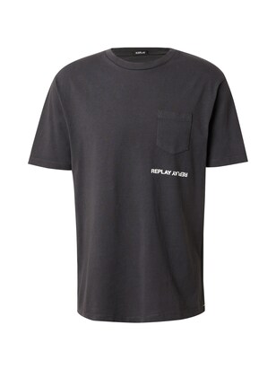 Replay Shirt Neongeel / Zwart / Wit