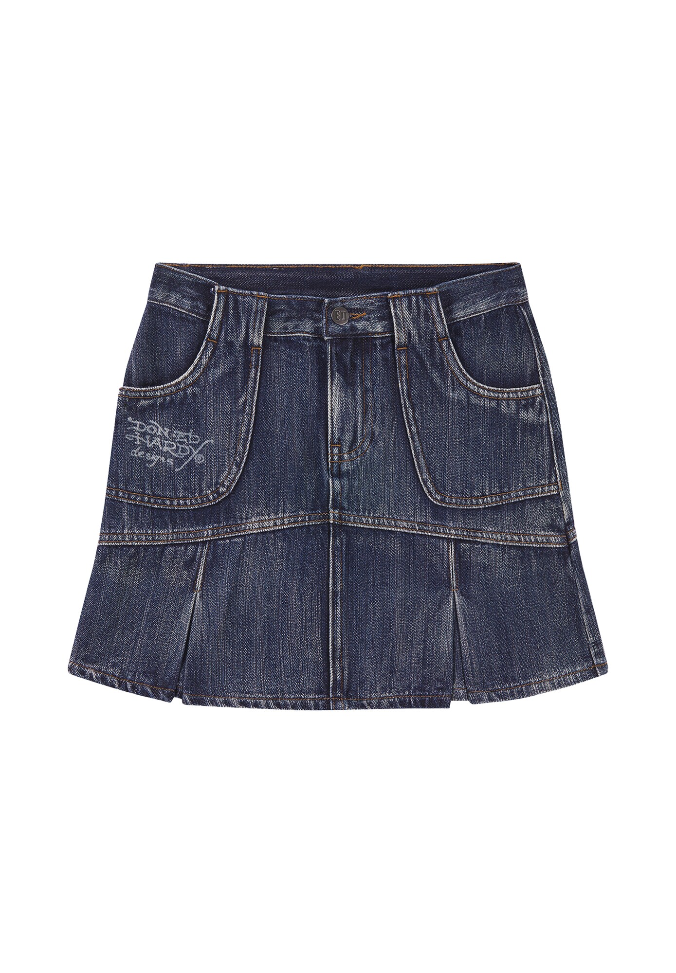 Ed Hardy Fustă Flaming Dragon albastru denim / albastru deschis