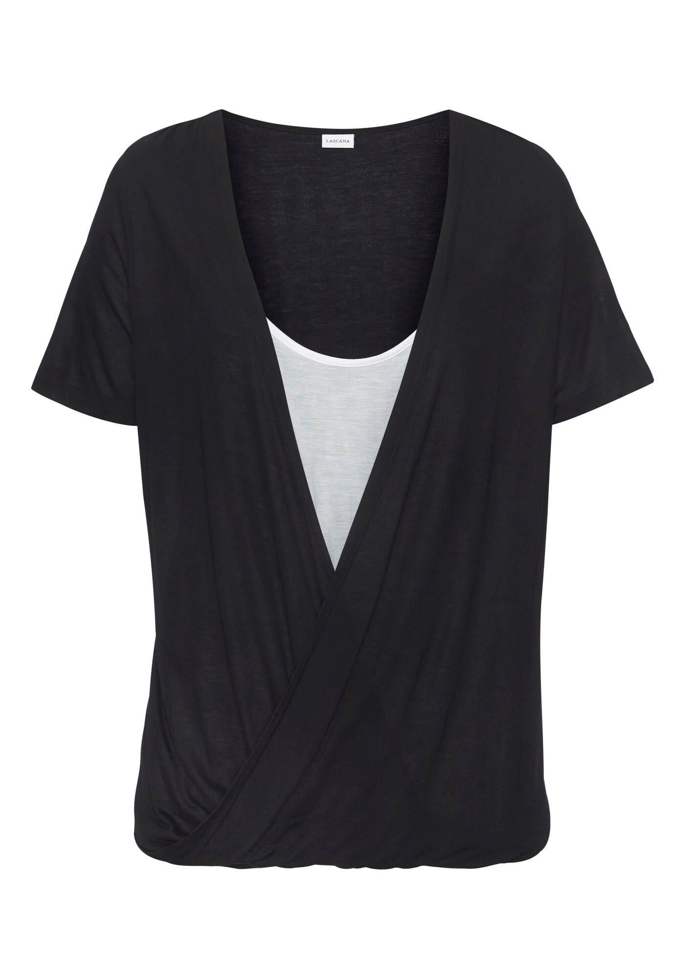 LASCANA Tricou  negru / alb