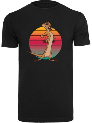 F4NT4STIC Shirt ‘Disney König Der Löwen Timon Sunset’ Bruin / Oranje / Pink / Zwart