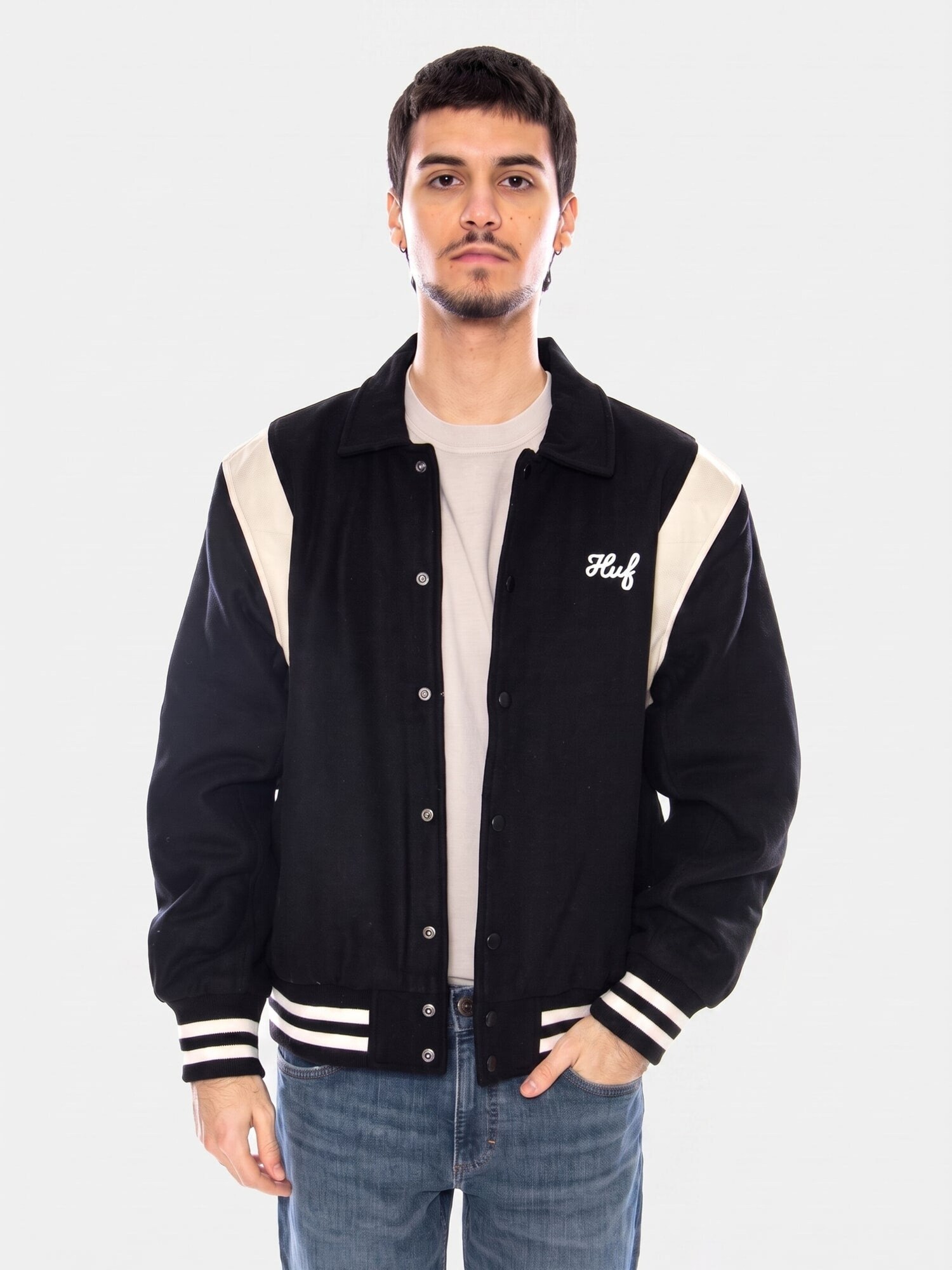 HUF Giacca di mezza stagione 'Song Varsity Jacket Black' nero