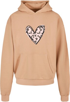 Merchcode Sweatshirt ‘Valentines Day – Leopard Heart’ Beige / Crème / Zwart