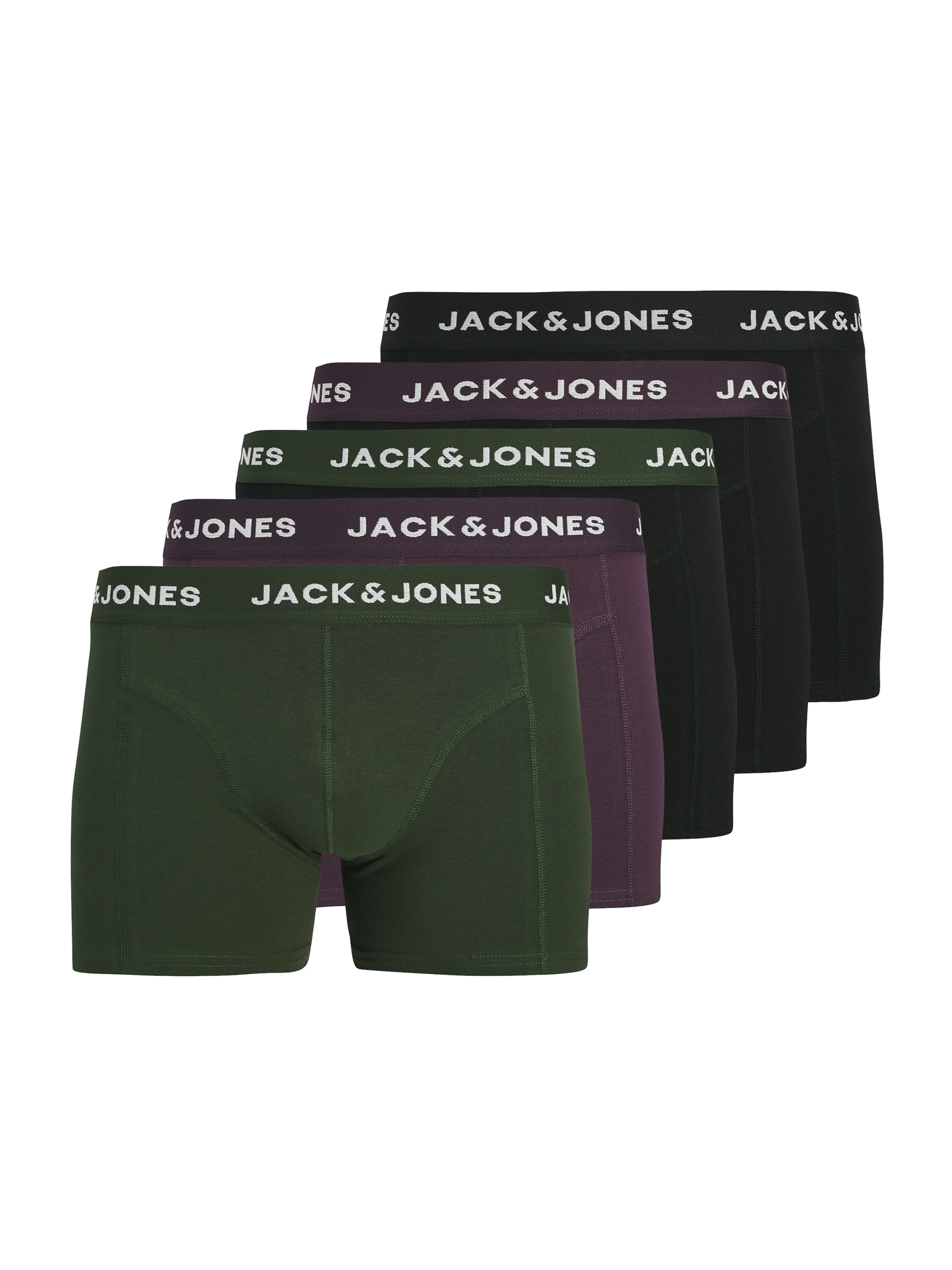 JACK & JONES Boxeri JACJJ  verde închis / mov vânătă / negru / alb
