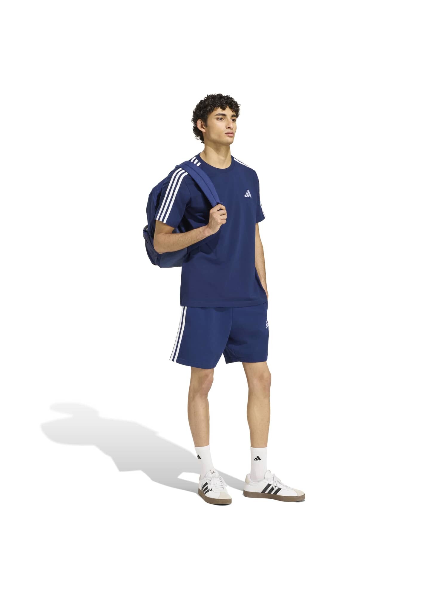ADIDAS SPORTSWEAR Camiseta 'Essentials 3-Stripes Single Jersey Left Chest Branded'  azul / blanco – imagen 4