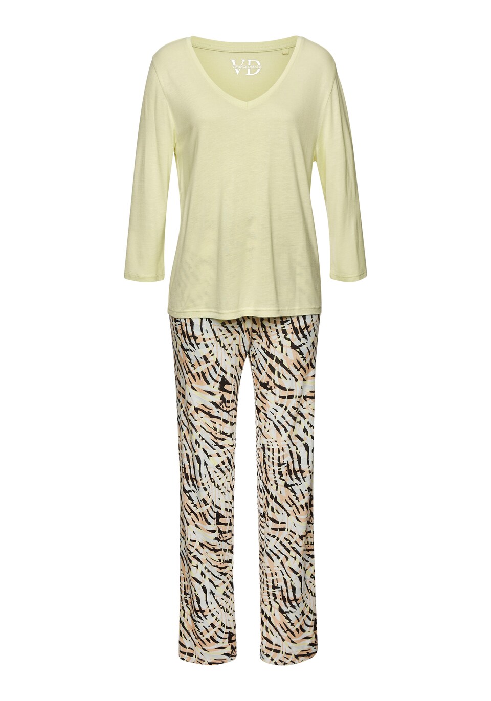 Pyjamas ljusgul / aprikos / svart
