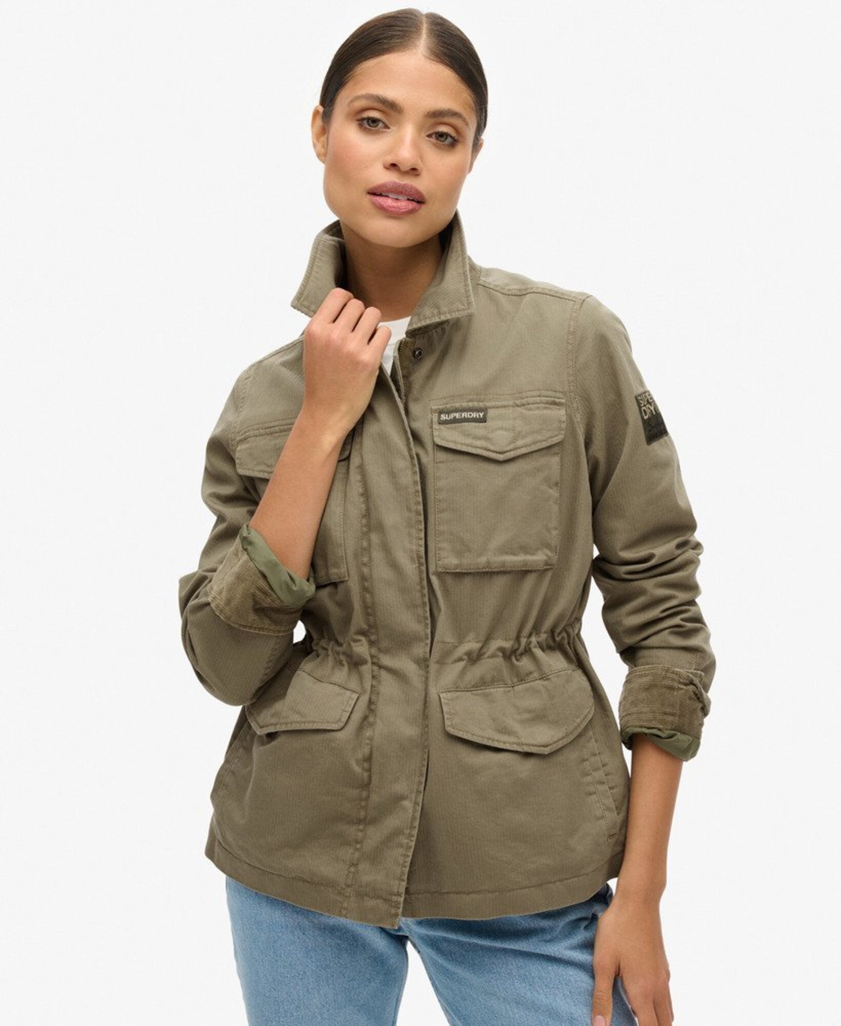 Superdry & Co Prechodná bunda koňaková / olivová / čierna / biela (obrázok 6)