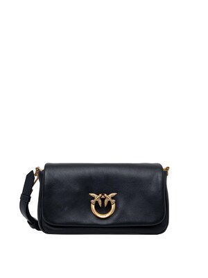 PINKO Bolso de hombro 'PINKO CLICK SOFT HORIZONTAL MINI VITELLO MORBIDO BORSA'  negro