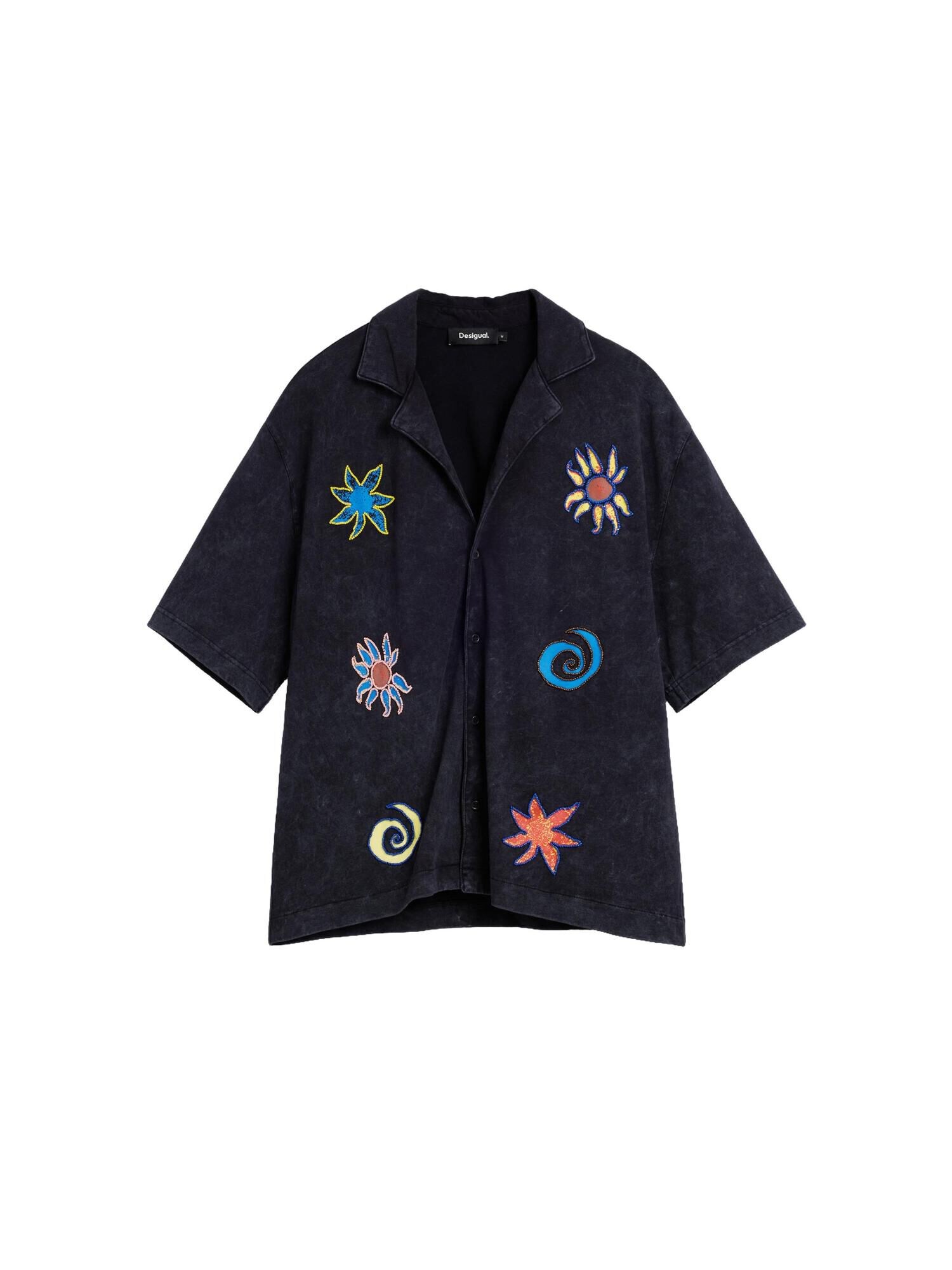 Desigual Cămașă  bleumarin / albastru aqua / mov deschis / portocaliu