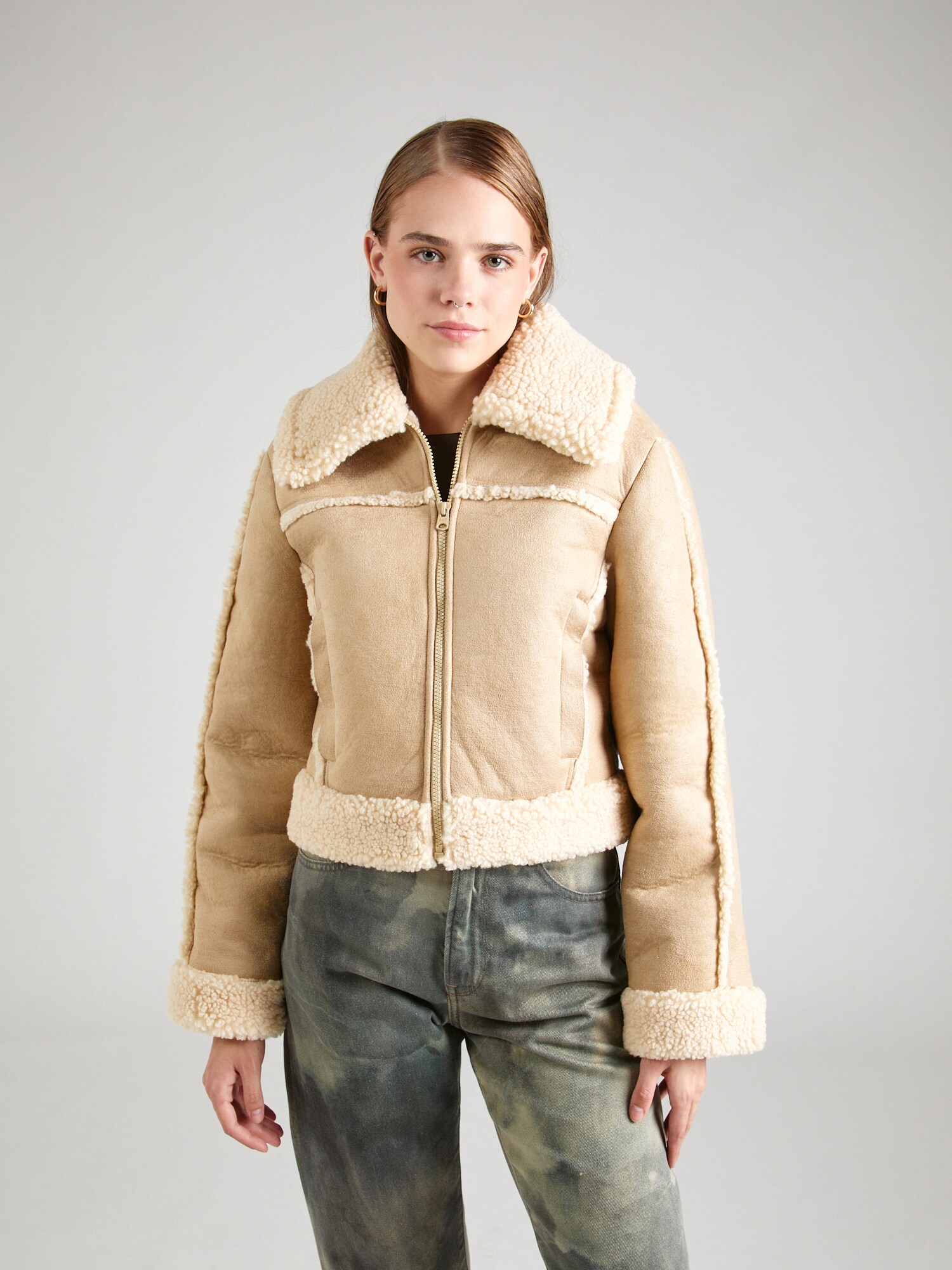 Abercrombie & Fitch Átmeneti dzseki 'SHEARLING'  bézs / világosbarna termék 2. képe