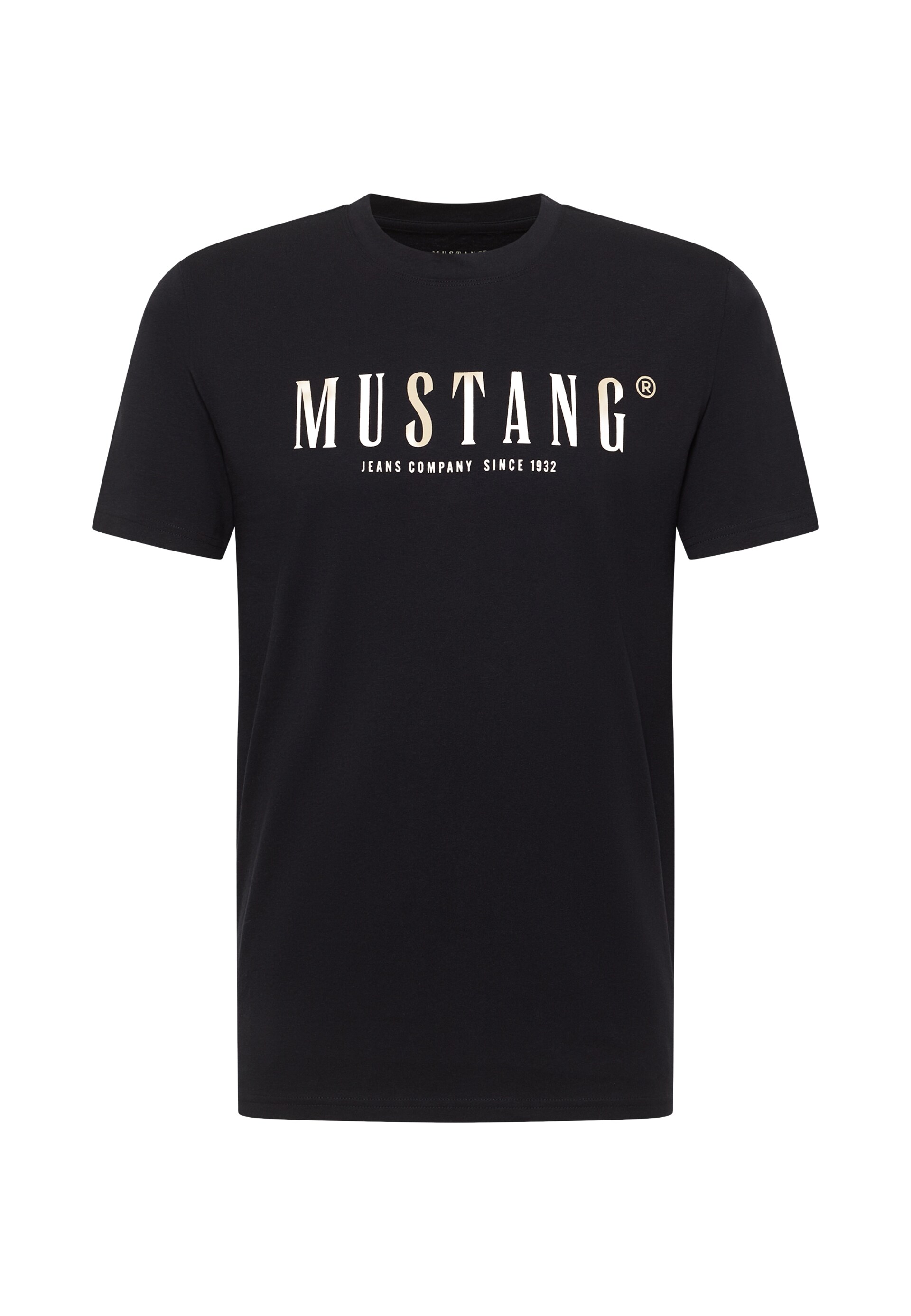 Mustang T-shirt 'Austin' pastellgul / svart herr