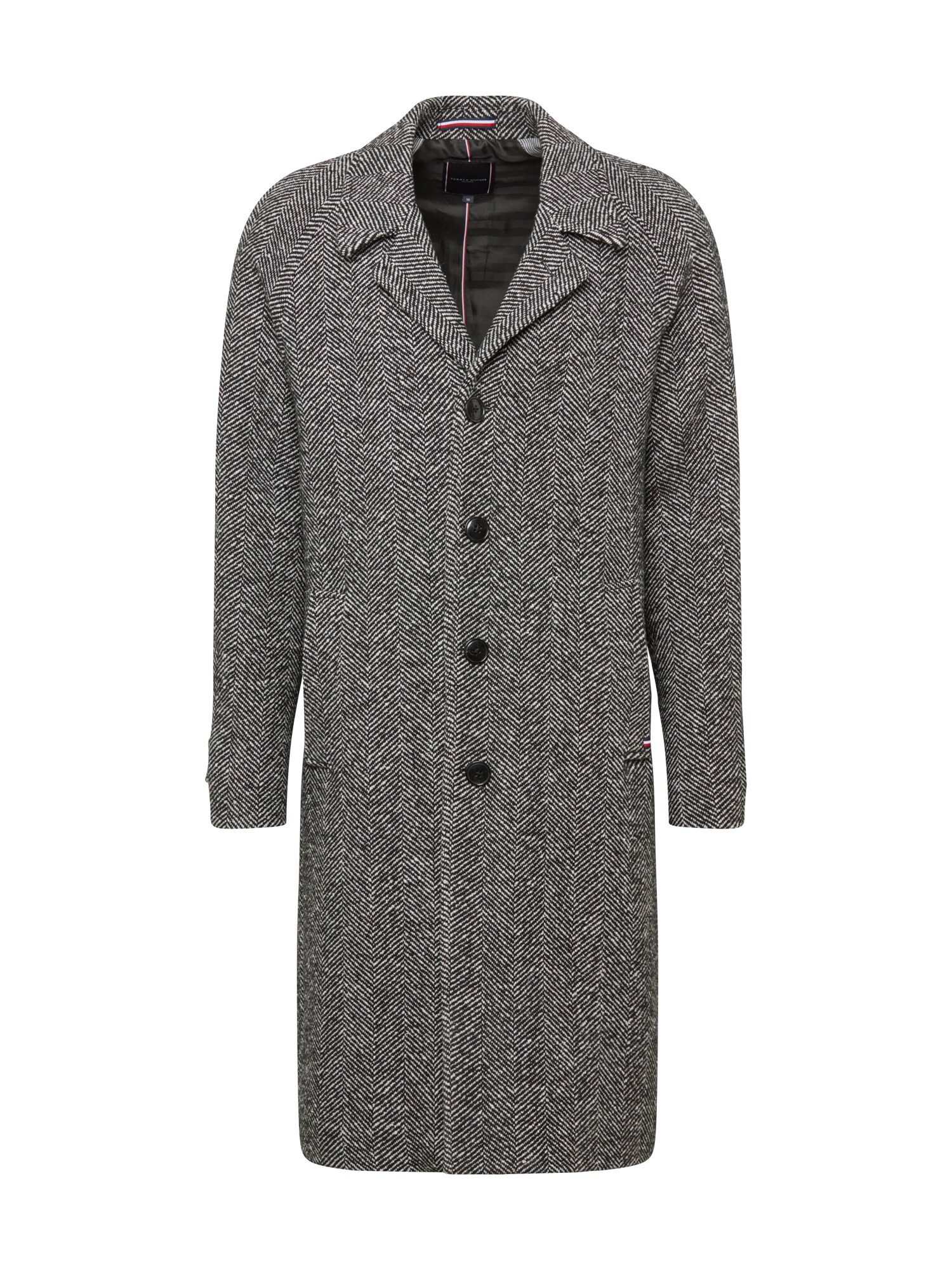 Tommy Hilfiger Tailored Rudeninis-žieminis paltas 'HERRINGBONE'  pilka / juoda
