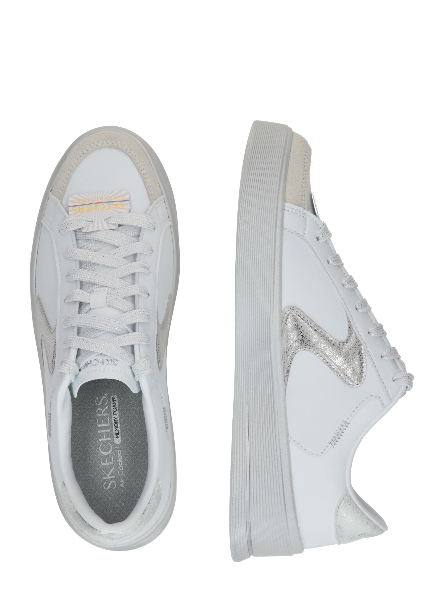 SKECHERS Rövid szárú sportcipők 'HILAND - QUITE CHIC' krém / ezüst / fehér termék 2. képe
