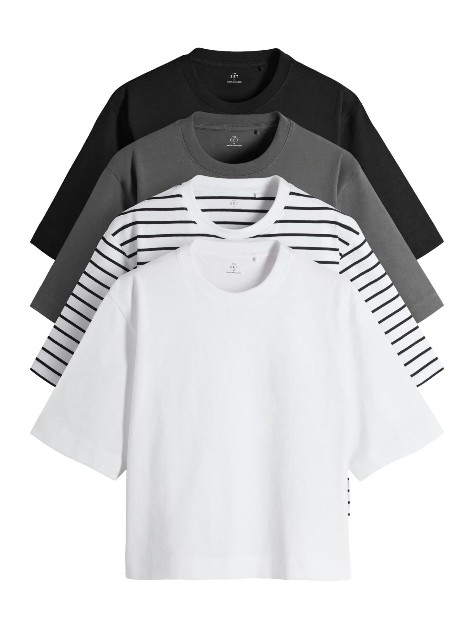 The Set Tricou  gri / negru / alb