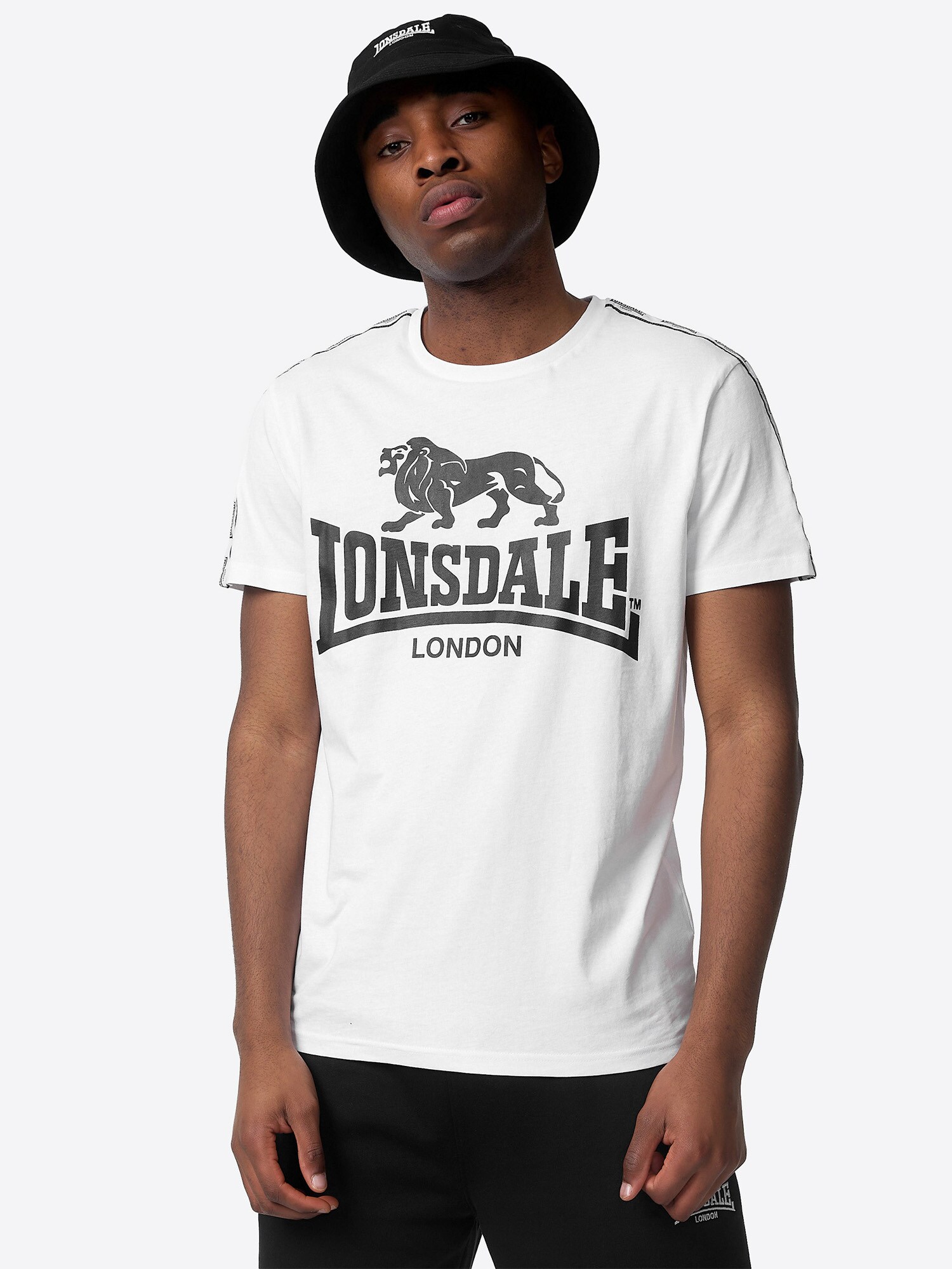 LONSDALE Póló 'SHEVIOCK'  fekete / fehér termék 2. képe