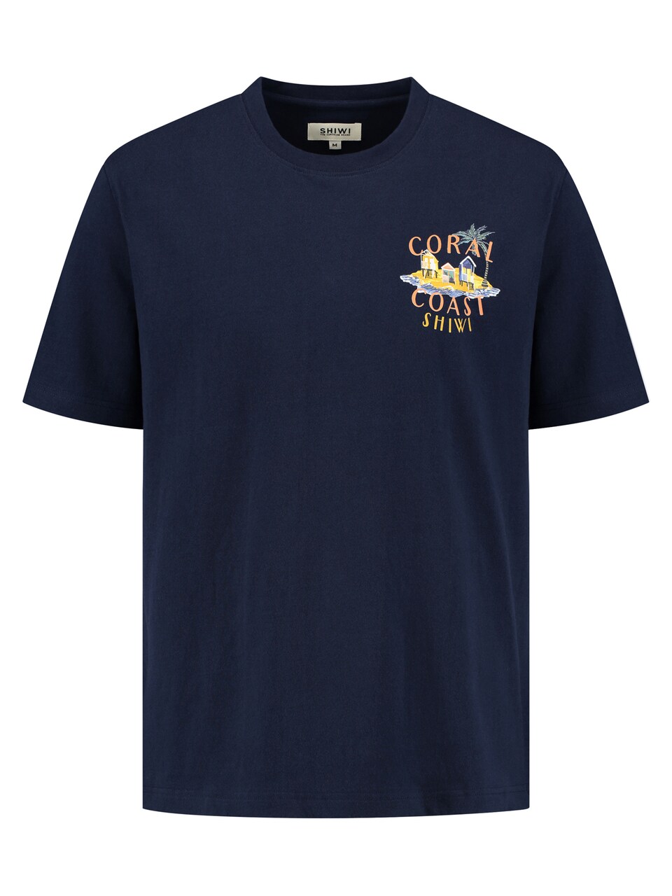 T-shirt 'Finn Coral Coast' marinblå / gul
