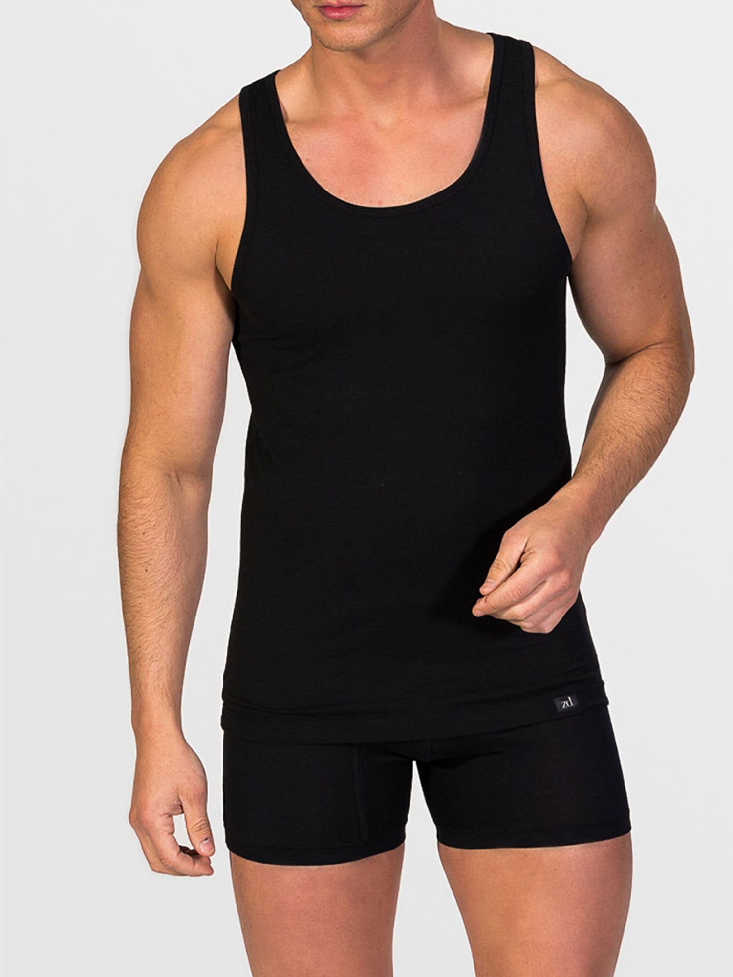 zd ZERO DEFECTS Camiseta térmica 'Tank top Egyptian cotton' negro