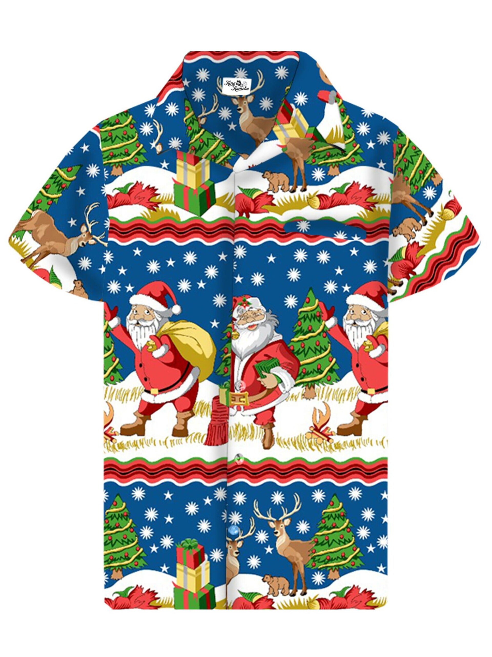 King Kameha Skjorta 'Christmas Border Print' herr
