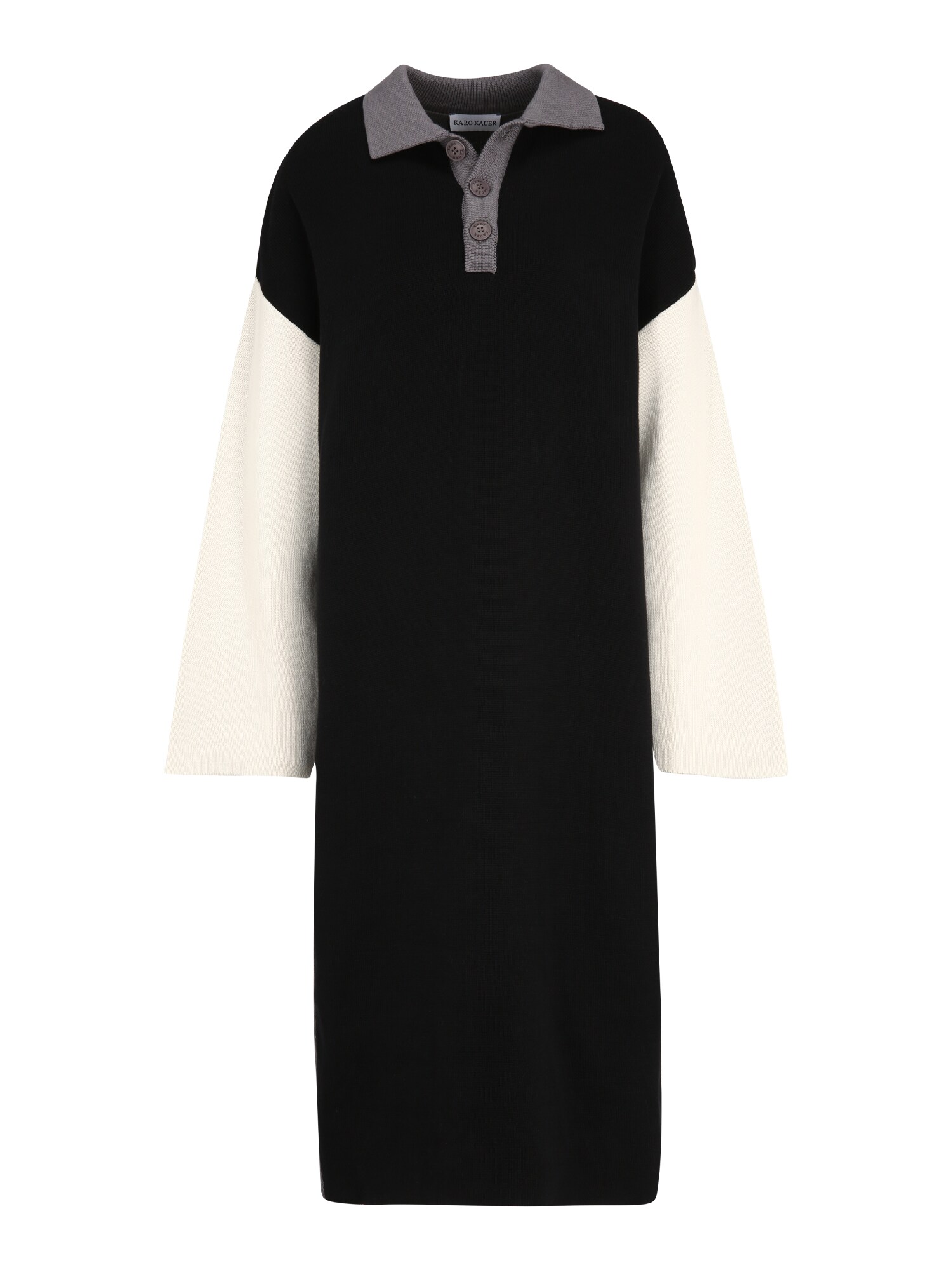 Karo Kauer Vestido de malha  creme / cinzento / preto