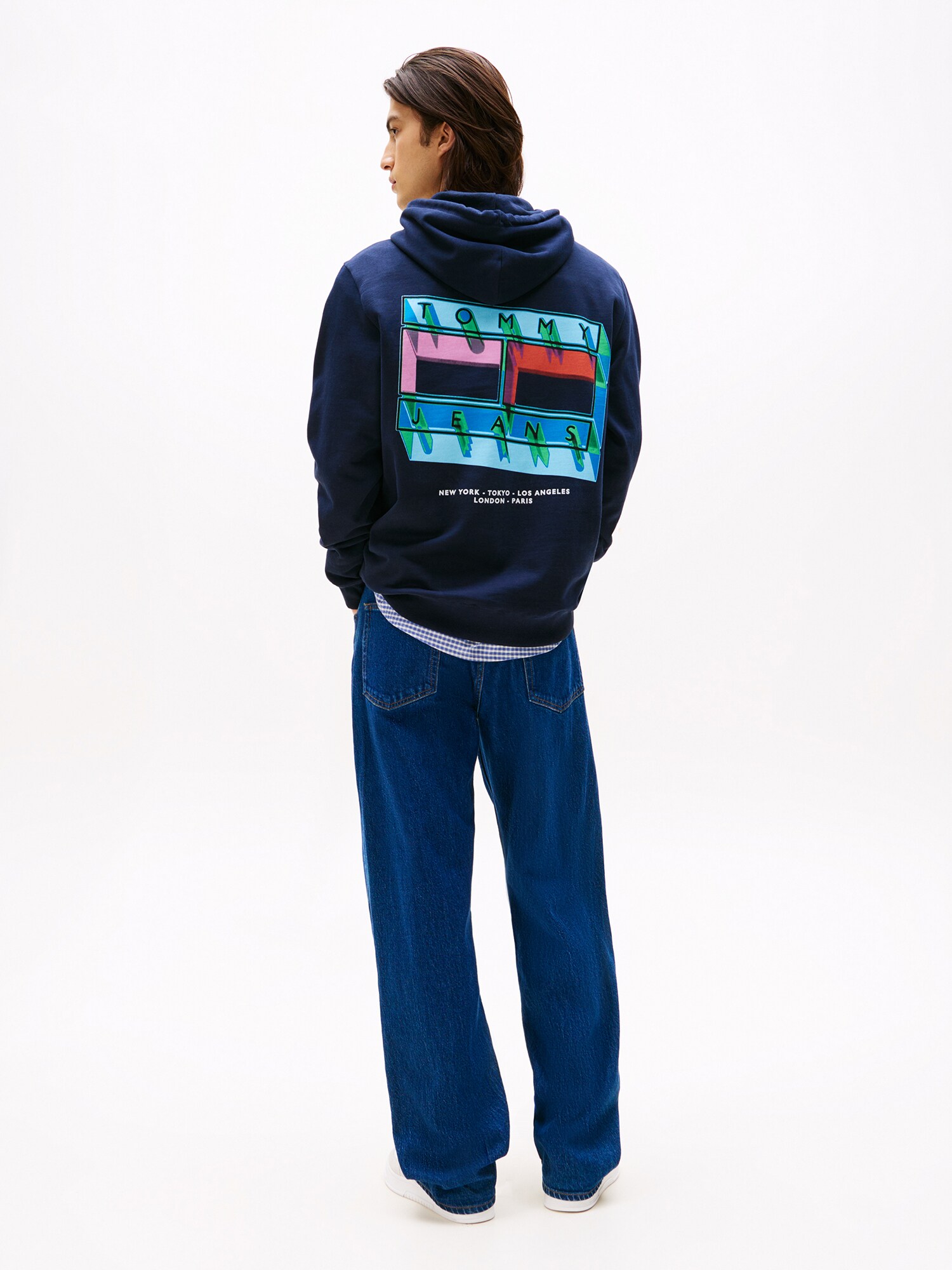 Tommy Jeans Mikina modrá / námornícka modrá / tmavozelená / červená (obrázok 3)
