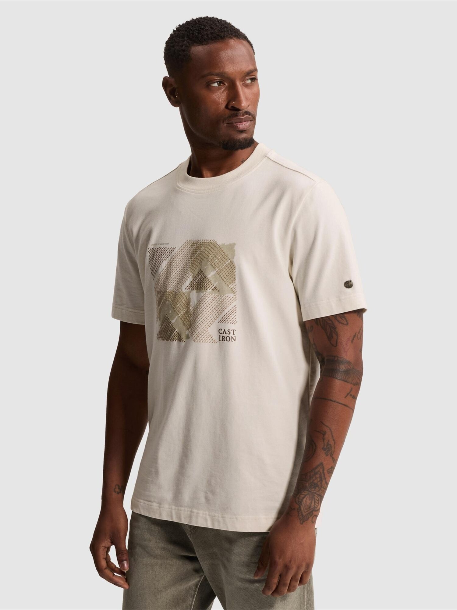 T-shirt 'T-shirt with mixed-technique chest graphic'