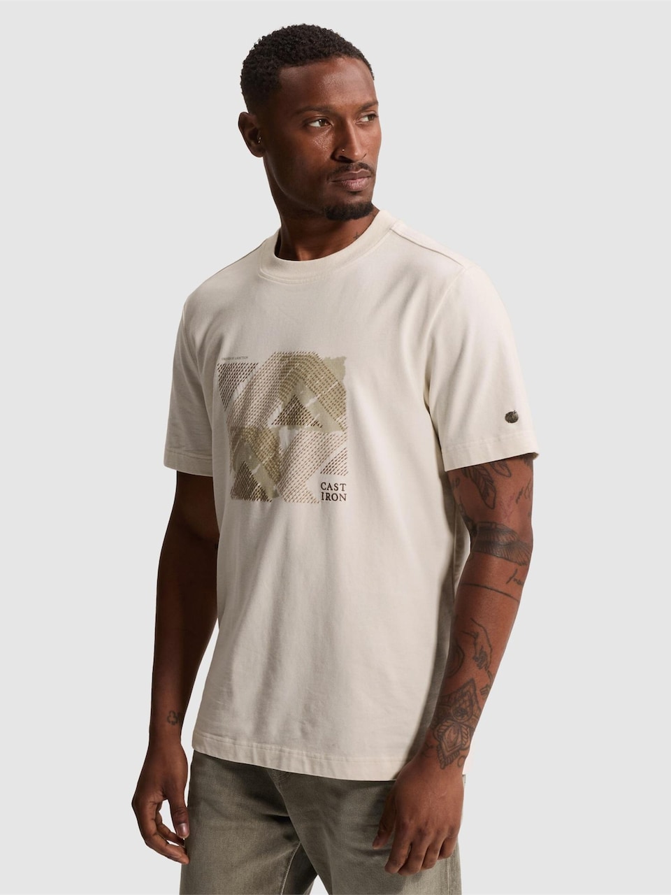 T-shirt 'T-shirt with mixed-technique chest graphic'