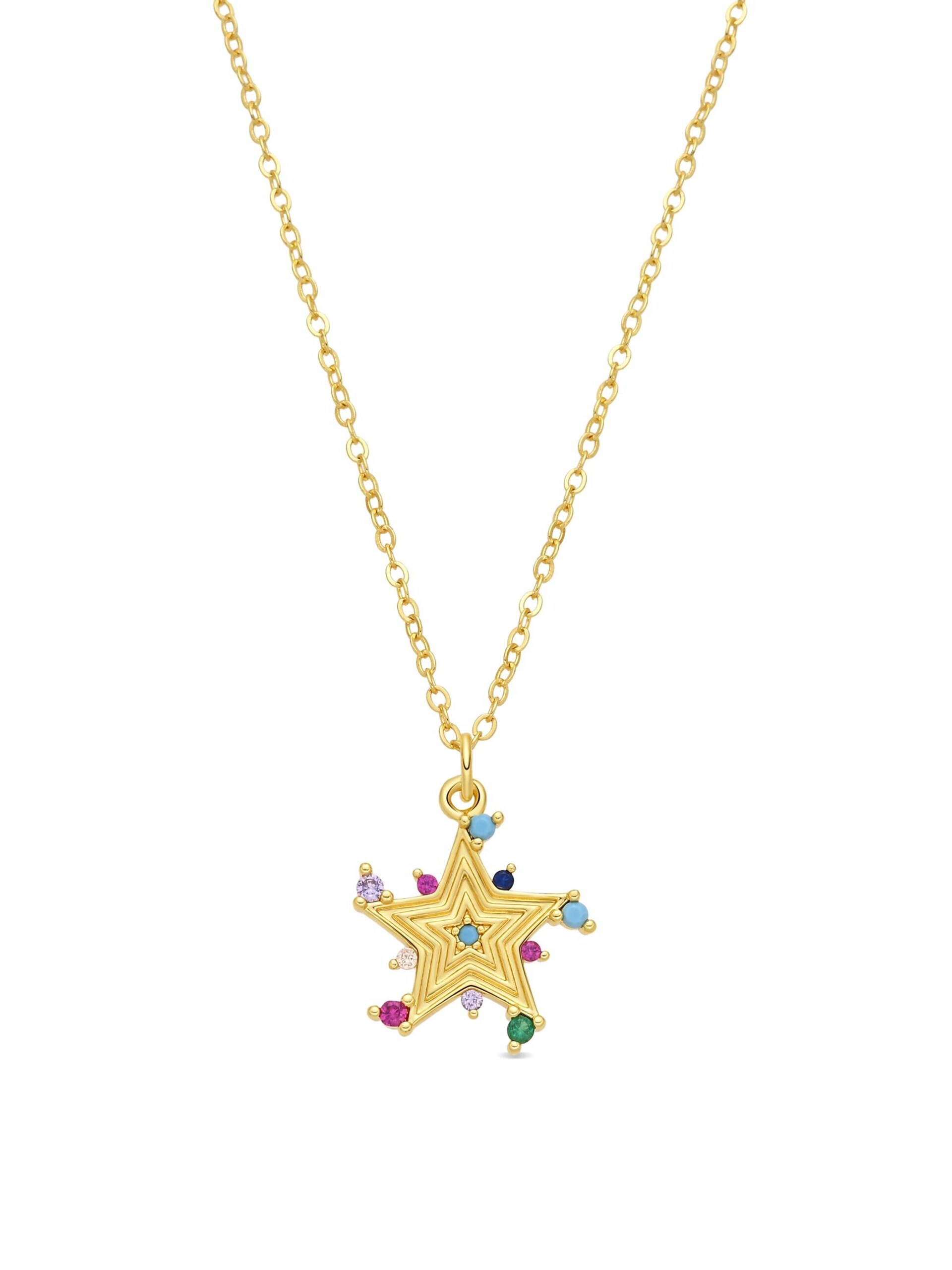 Luxenter Muince i gCóimhiotal Miotail agus Zirconia Multicolor críochnaithe in ór buí 18k Ryaiss halsband dam – bild 3