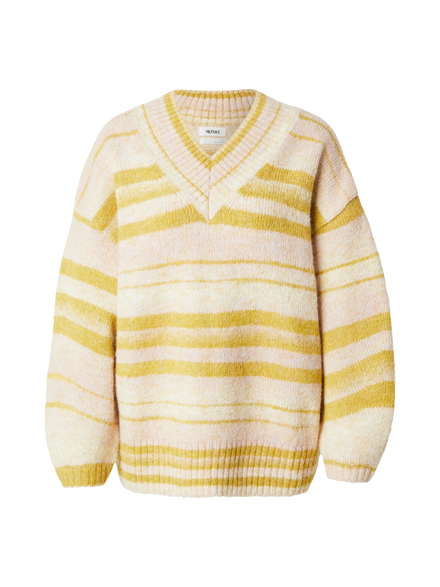 Monki Oversize sveter  béžová melírovaná / horčicová