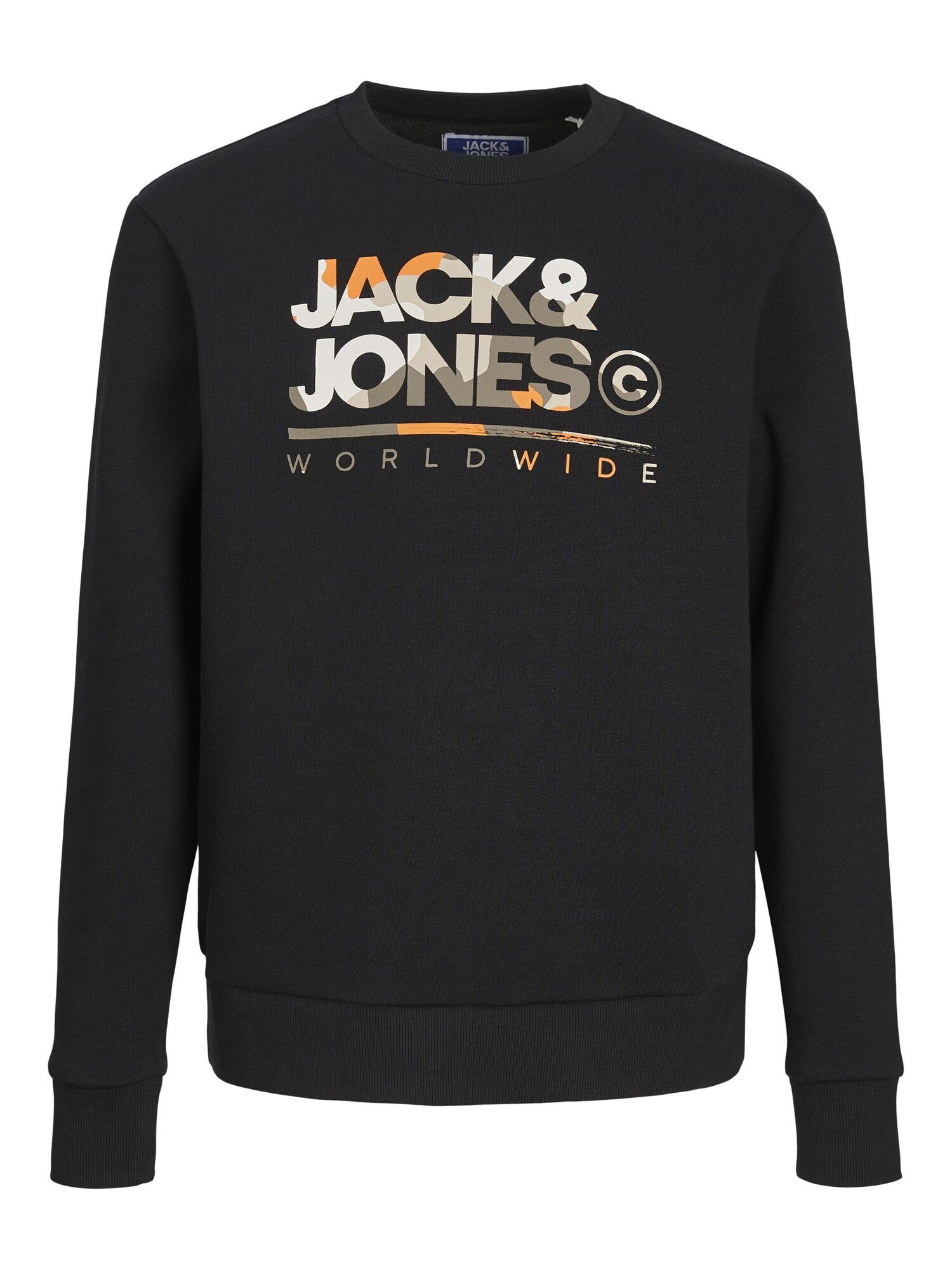 Jack & Jones Junior Mikina 'JJLUKE'  sivá / oranžová / čierna / biela