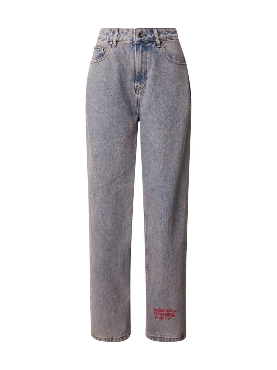 Jeans 'Dragon and Sword' grå denim / syrén / körsbärsröd