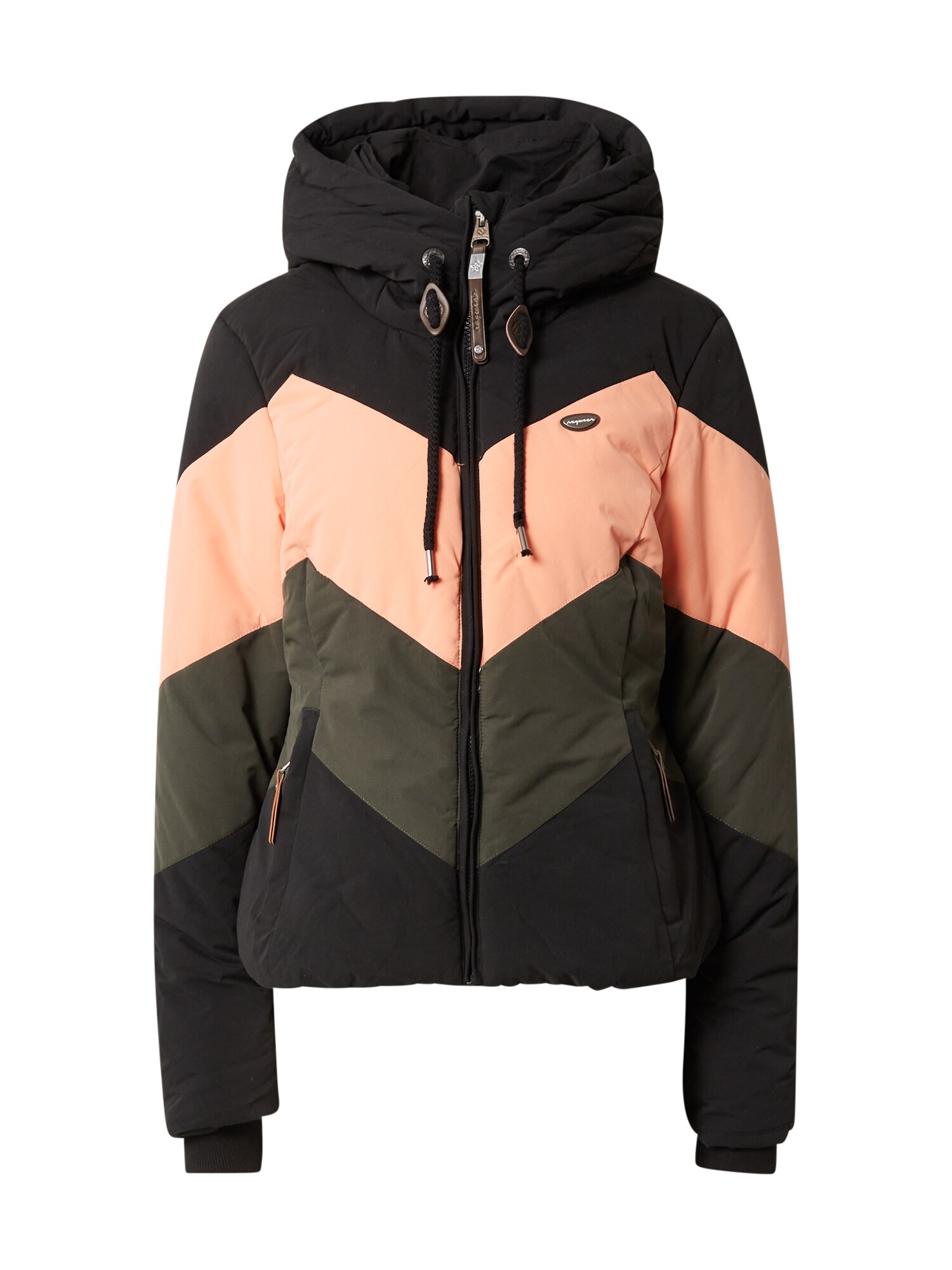 Ragwear Zimná bunda 'Novva'  kaki / broskyňová / čierna