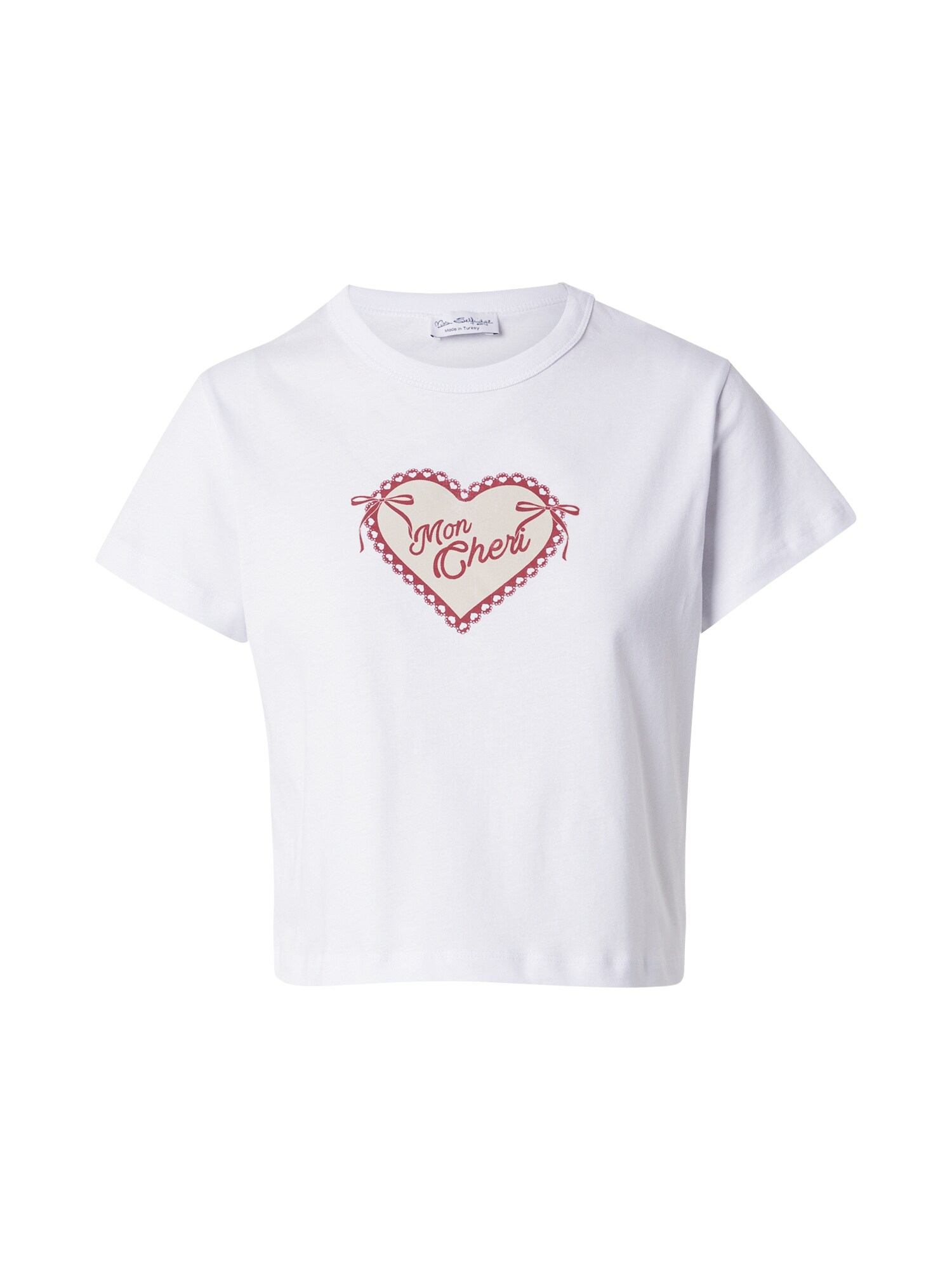 Miss Selfridge Póló 'mon Cheri baby'  világos bézs / piros / fehér akciós termékkép 1