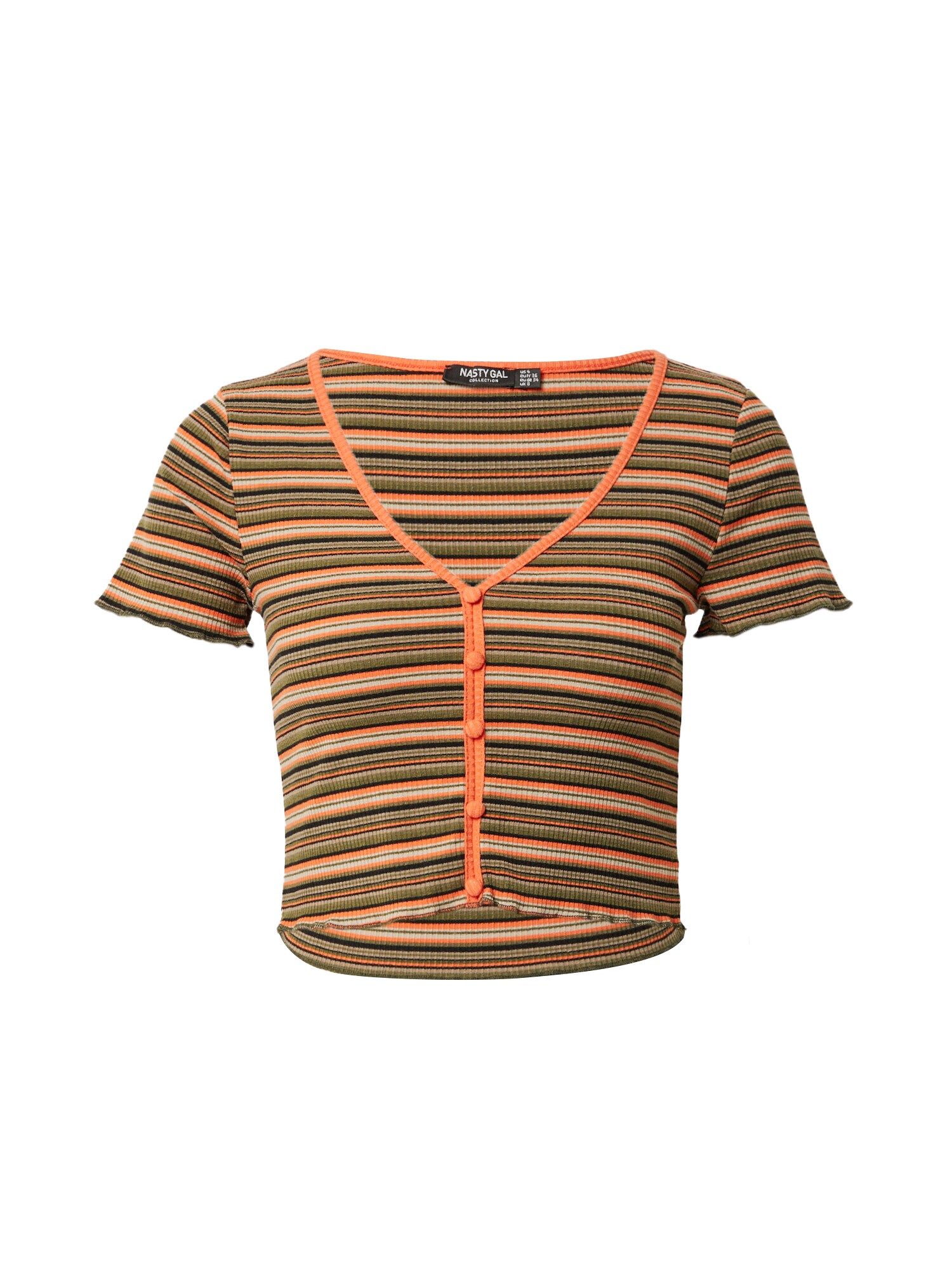 Nasty Gal Vyšívaný top béžová / krémová / oranžová / čierna / šedobiela