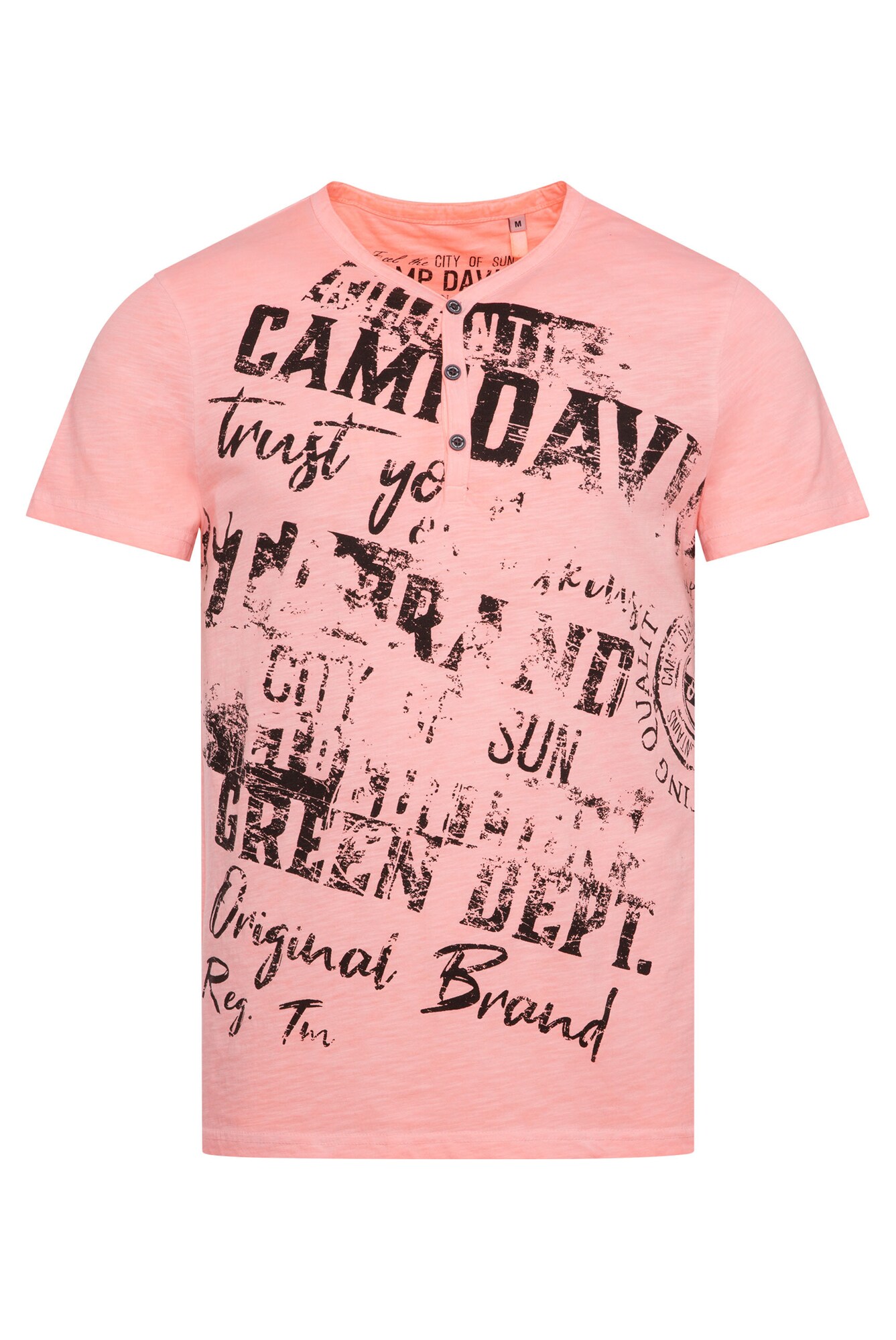 Thumbnail - Henley-Shirt mit Wording Print im Used Look