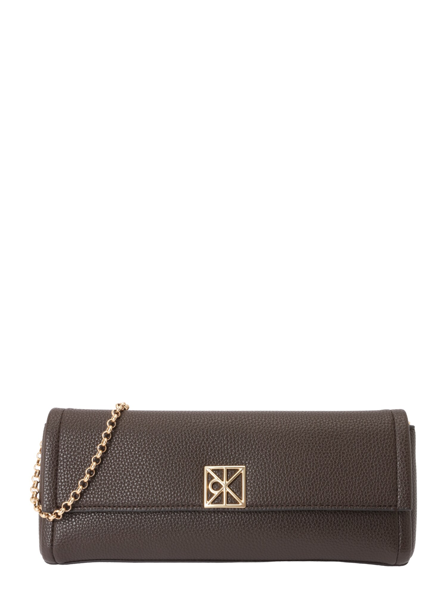 Calvin Klein Clutch Emblem Pebble Grain Chain Strap Clutch maro închis