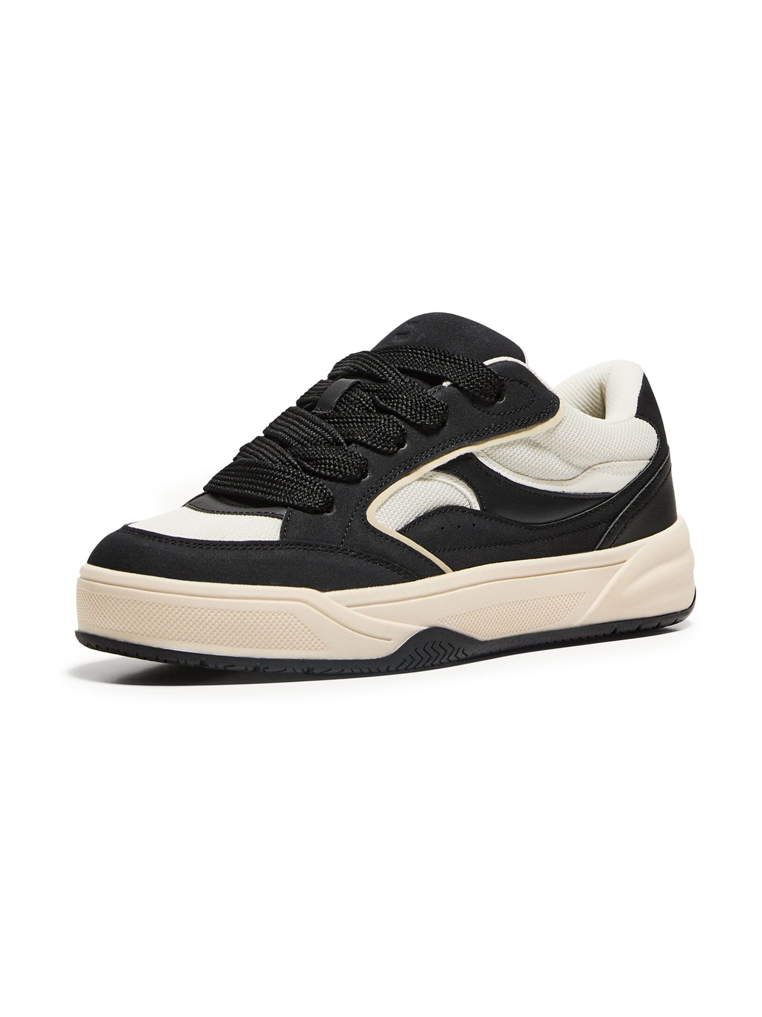 Bershka Sneaker low  negru / alb