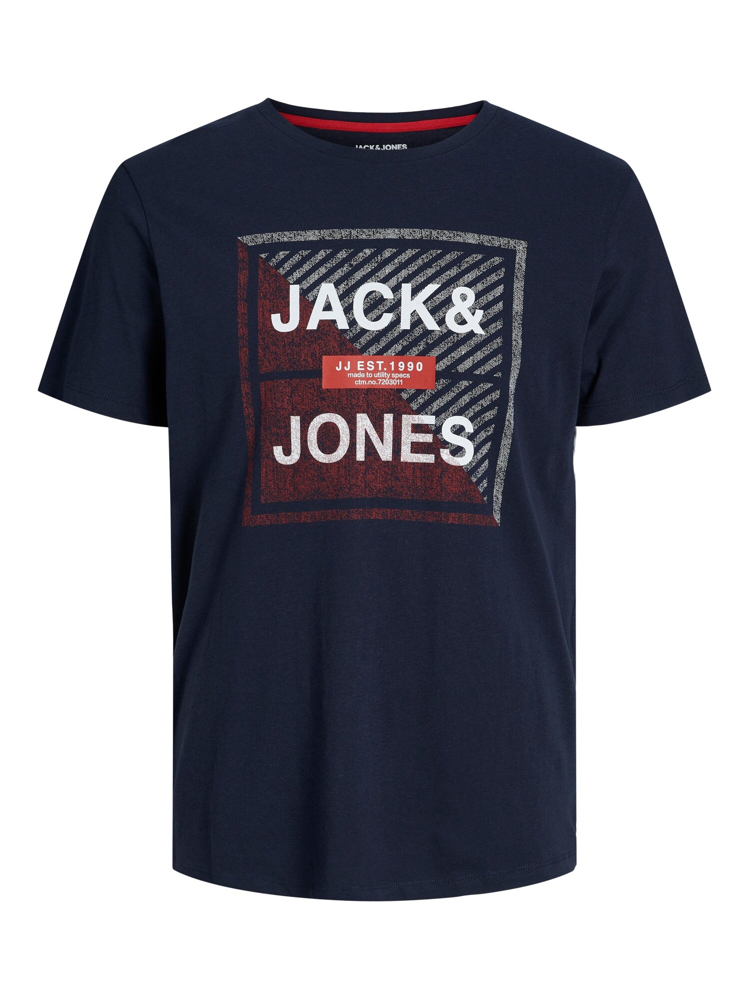 JACK & JONES Majica 'KAIN'  mornarska / rdeča / burgund / bela