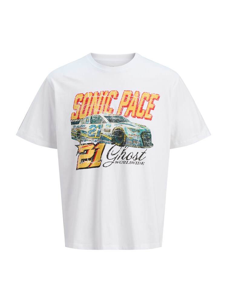 JACK & JONES T-Shirt 'JORFormula Gallery' Herren Größe L hellblau / gelb / dunkelorange / weiß