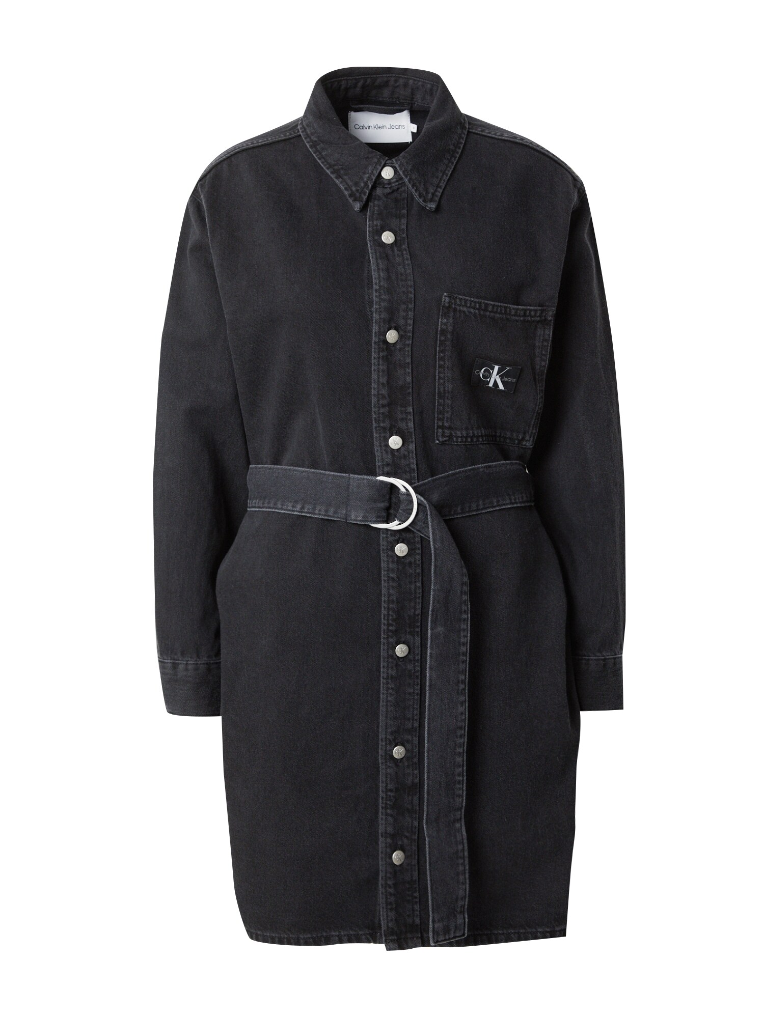 Calvin Klein Jeans Košeľové šaty  sivá / čierny denim / biela