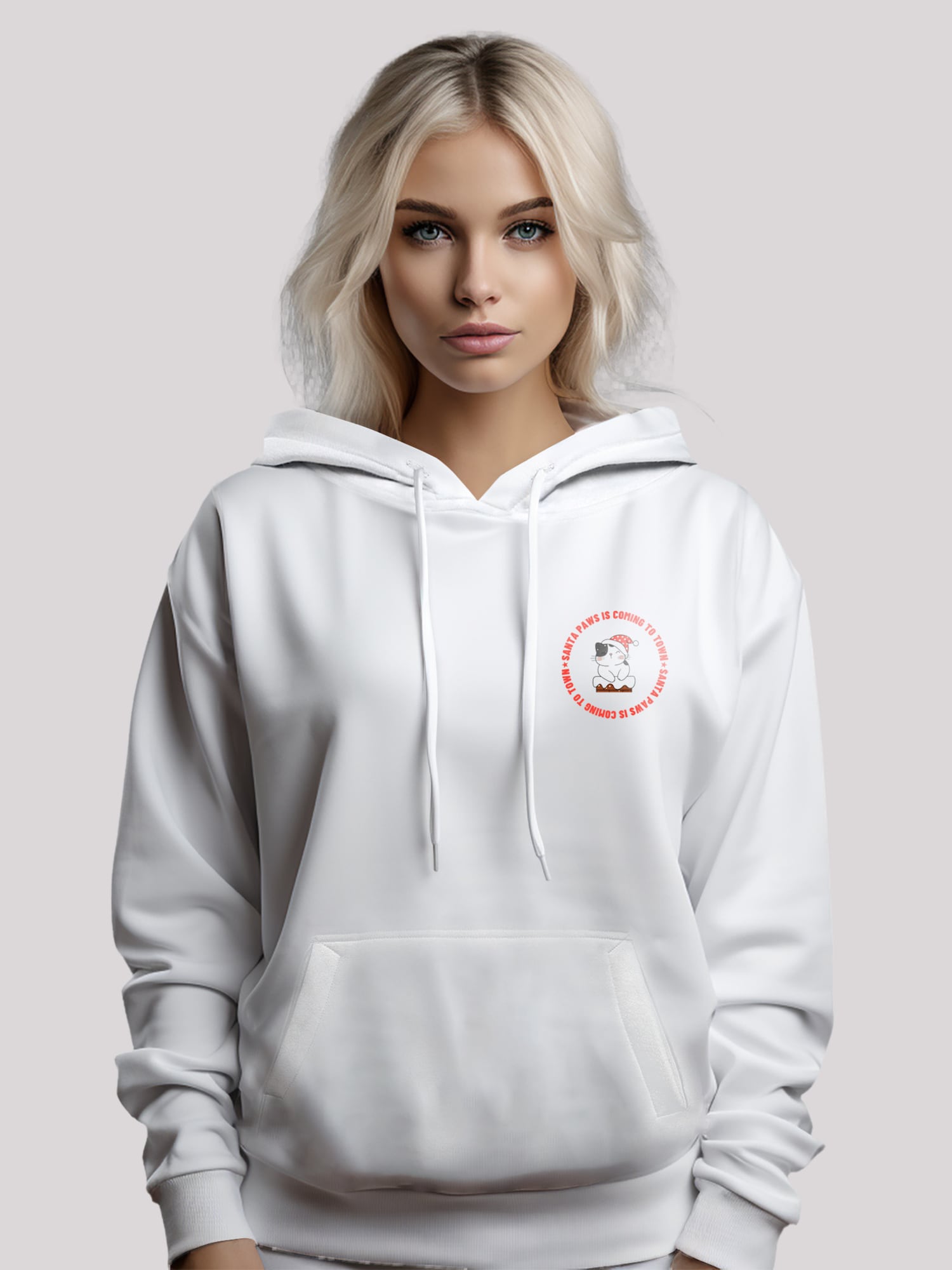 Thumbnail - F4NT4STIC Sweatshirt Sansta Paws Christmas Cat Breast